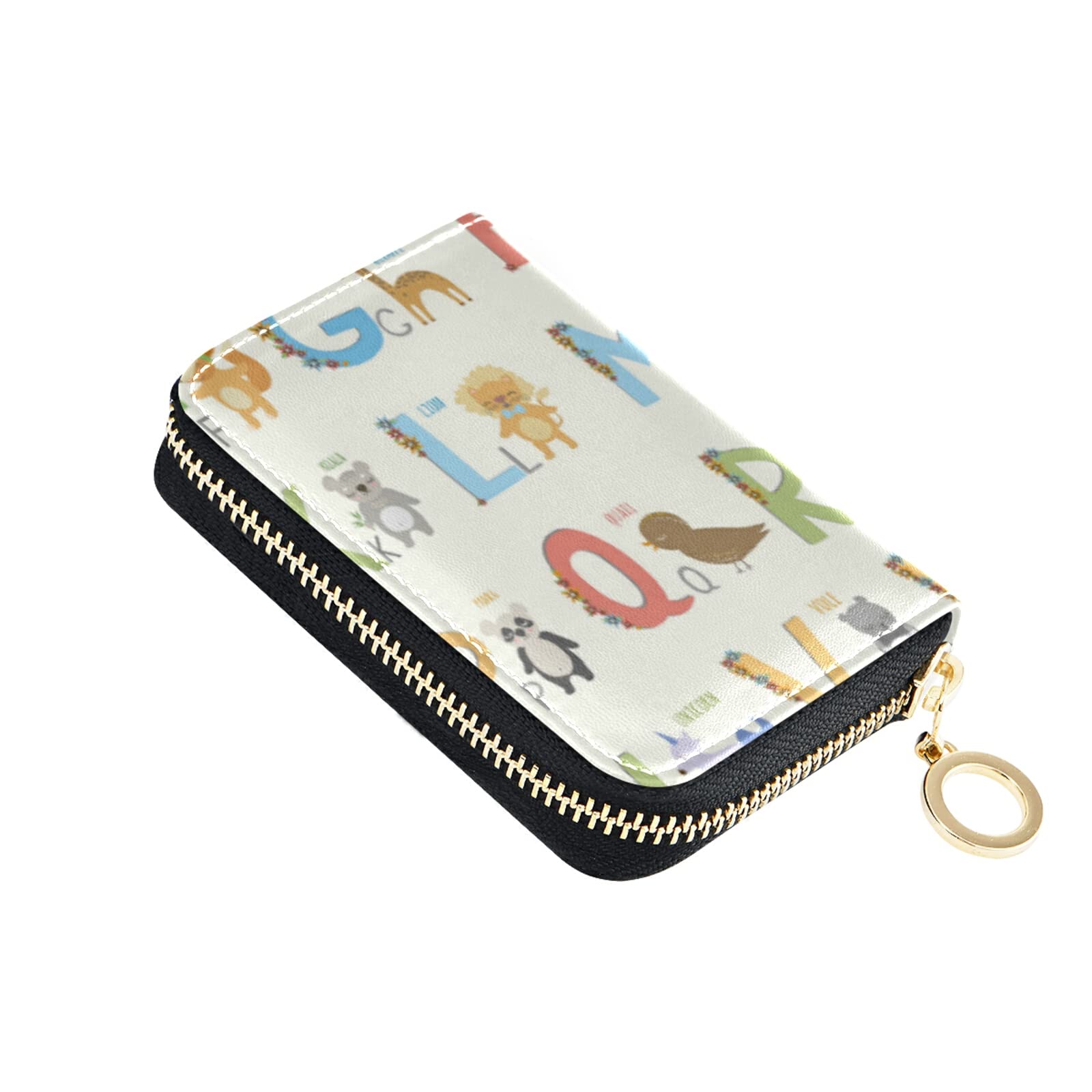 Colorful Alphabet Letters with Cartoon Animals - Educational Toy for Kids Learning ABCs & Animal Recognition    RFID Blocking Grey Leather Credit Card Wallet - Slim Compact Women's Card Holder with Key Organizer & Zipper Pouch - Perfect for Travel, Work & Everyday Use