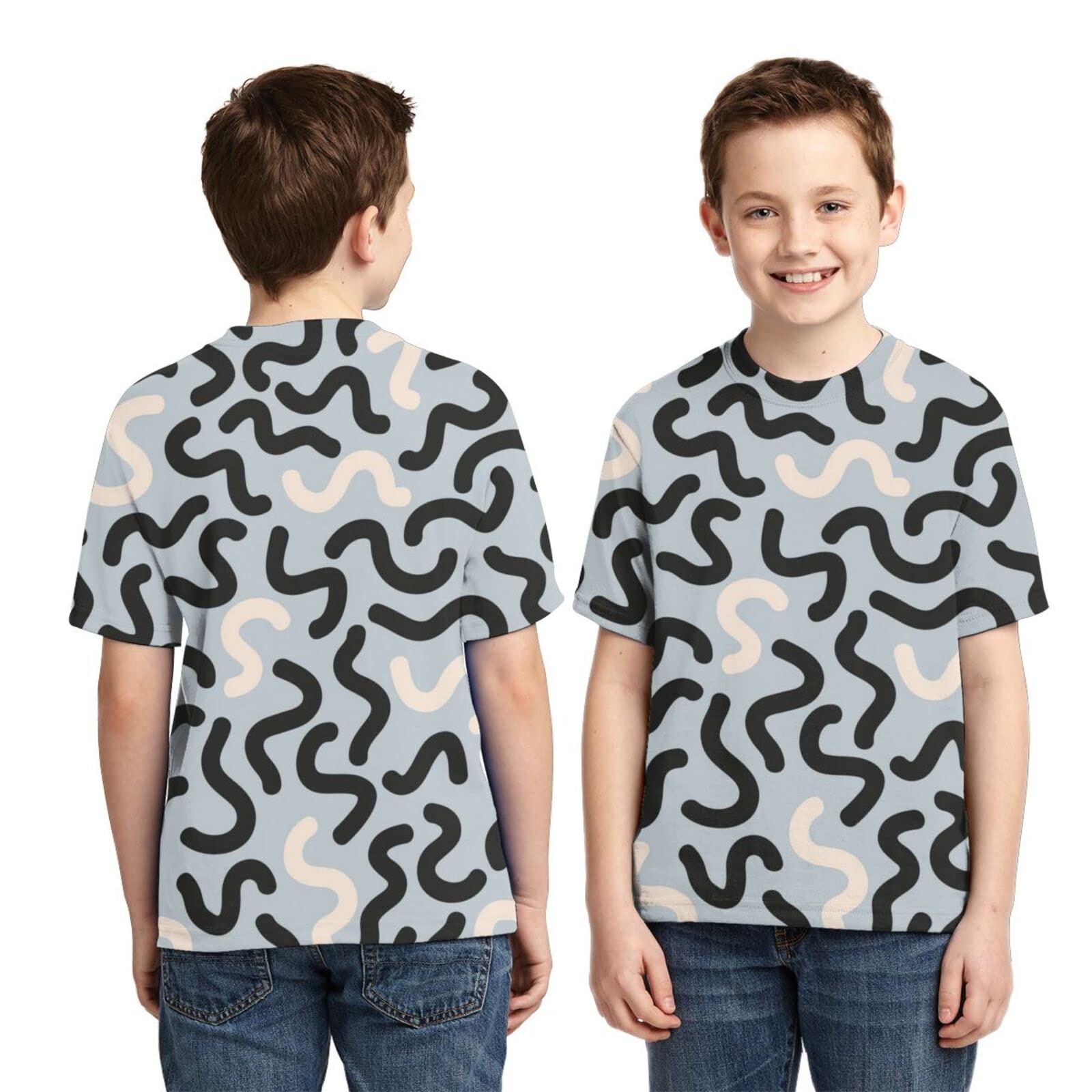 Black and White Striped Boys' Short Sleeve T-Shirt | Kids Crew Neck Tee | Youth Graphic Print Top | Perfect for School, Playdates & Summer Outfits