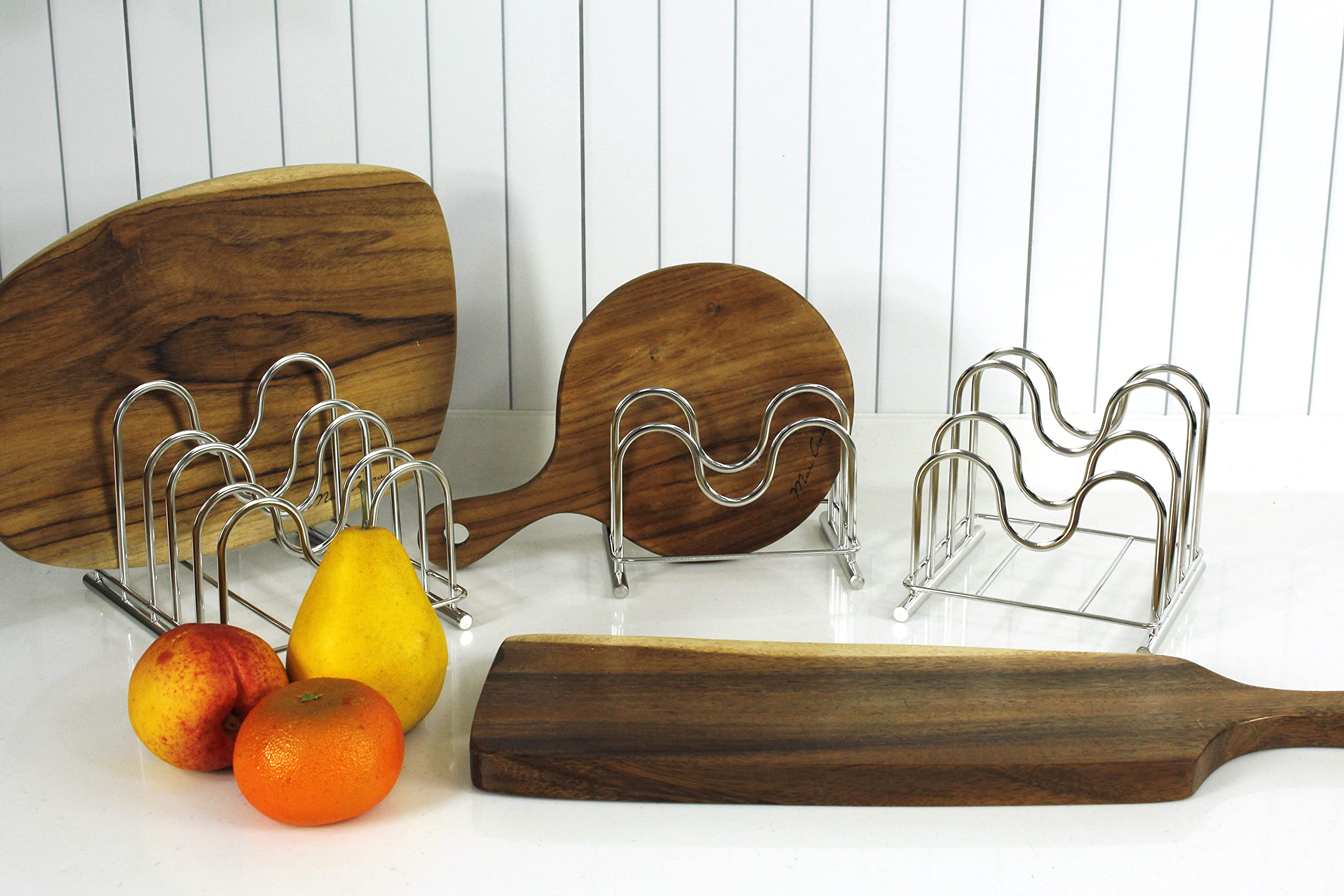 Premium 304 Stainless Steel Wire Cutting Board Holder - 3-Tier Kitchen Organizer Rack for Countertop Storage | Perfect for Small Spaces & Clutter-Free Kitchens