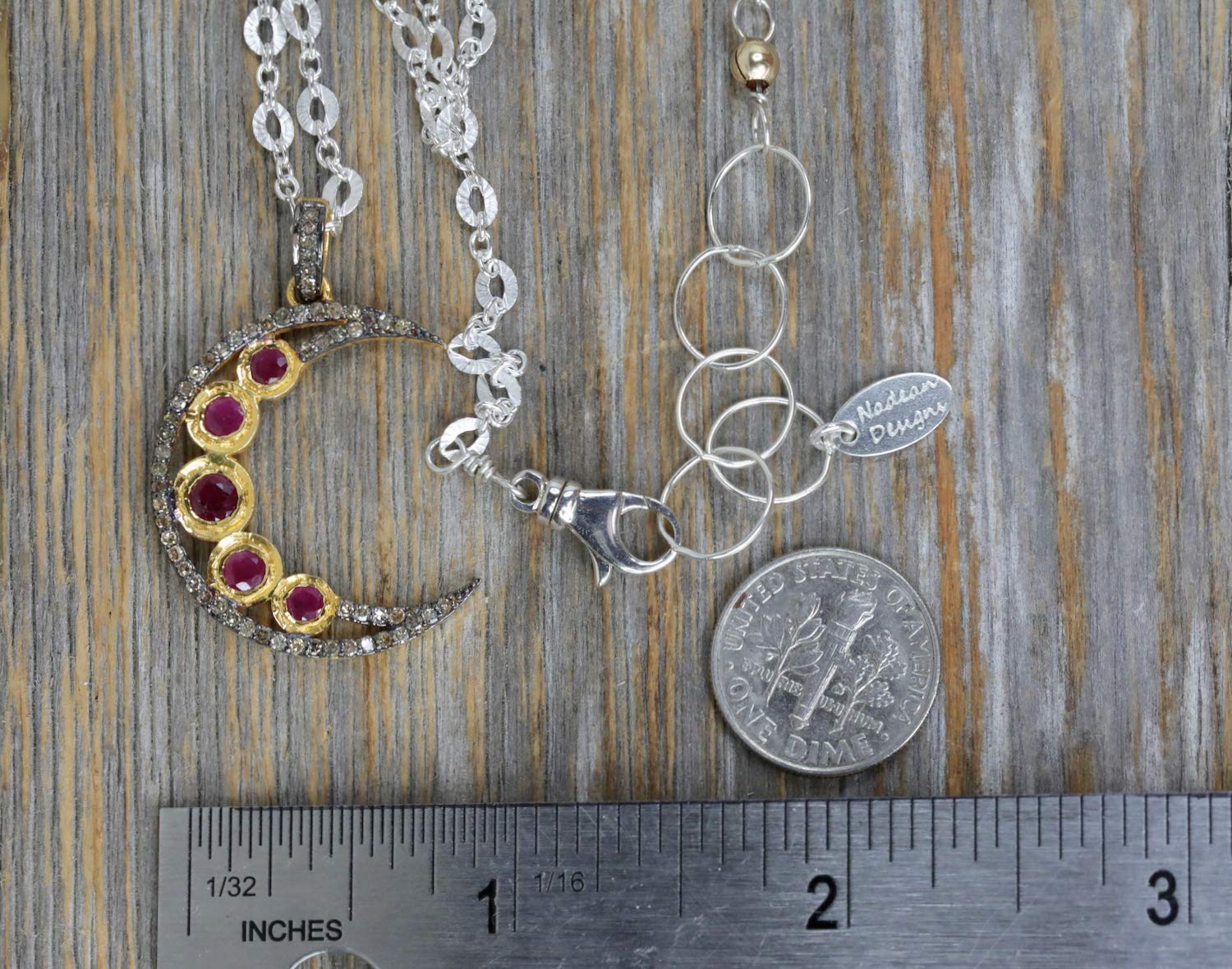 Large Ruby Diamond Crescent Moon Pendant Necklace - July Birthstone Jewelry for Women | Elegant Birthday Gift for Her | Perfect for Anniversaries, Date Nights & Special Occasions