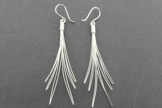 Long Brush Earrings Sterling Silver - Elegant Dangle Earrings for Women, Perfect for Parties, Weddings & Everyday Wear