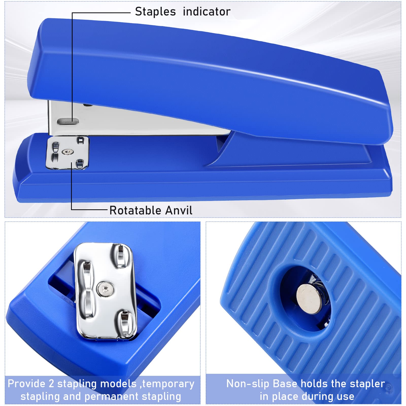 Marspark 10-Pack Heavy Duty Stapler Set with 6000 Staples - 25 Sheet Capacity Office Staplers for School, Home & Business Use (Blue) - Perfect for Paperwork, Reports & Document Binding