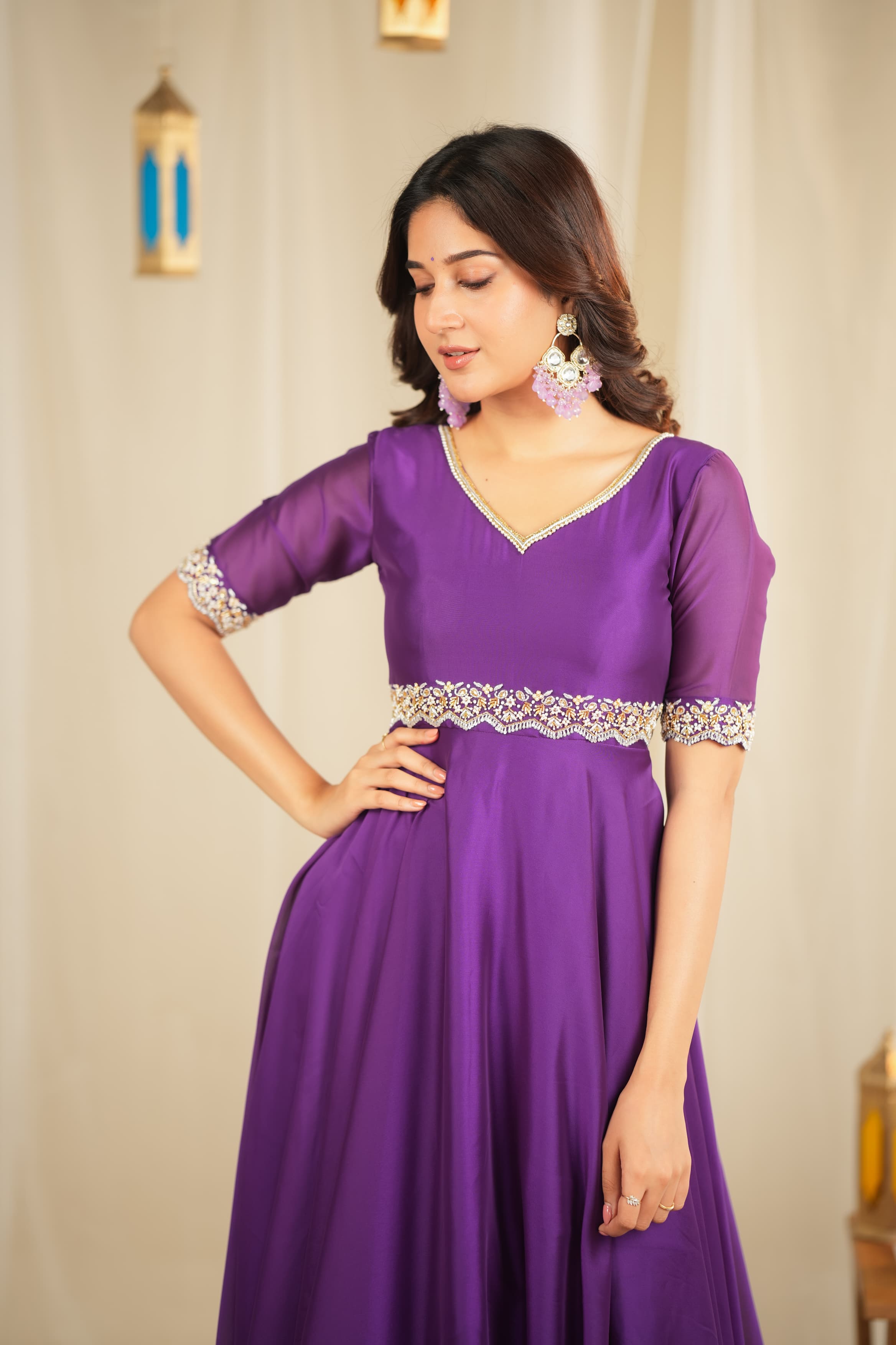 Yasodha Premium Designer Anarkali Suit for Women - Elegant Indian Party Wear & Wedding Guest Outfit - Perfect for Festivals, Diwali, and Special Occasions