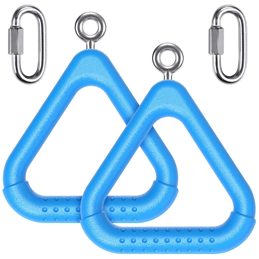 Dolibest 2-Piece Trapeze Swing Bar Rings with Carabiners - Outdoor Ninja Swing Set Accessories, Monkey Rings & Obstacle Course Toys for Kids (Blue) - Perfect for Backyard Playgrounds, Tree Swings, and Outdoor Fitness Training