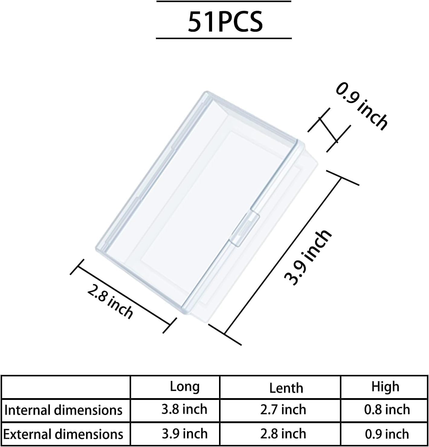 51PCS Clear Plastic Playing Card Storage Case - Deck Box with Snap Closure for Trading Cards, 3.8x2.7x0.8 Inch - Perfect for MTG, Pokemon, Yugioh & Board Game Card Organization at Home or Travel