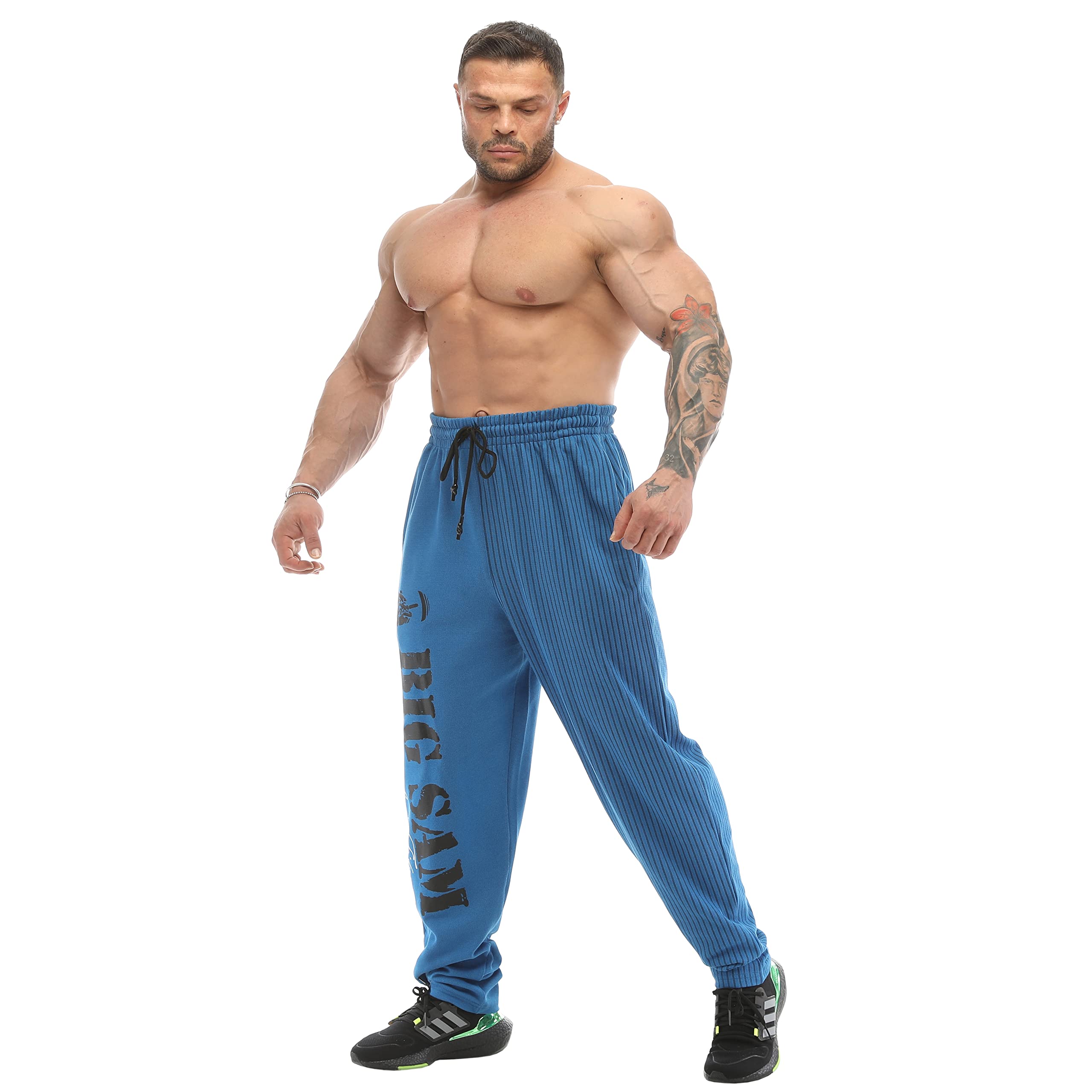 BIG SAM SPORTSWEAR Men's Jogger Sweatpants with Pockets - Comfortable Baggy Workout Pants for Bodybuilding & Gym Training - Perfect for Casual Wear, Running & Fitness Activities