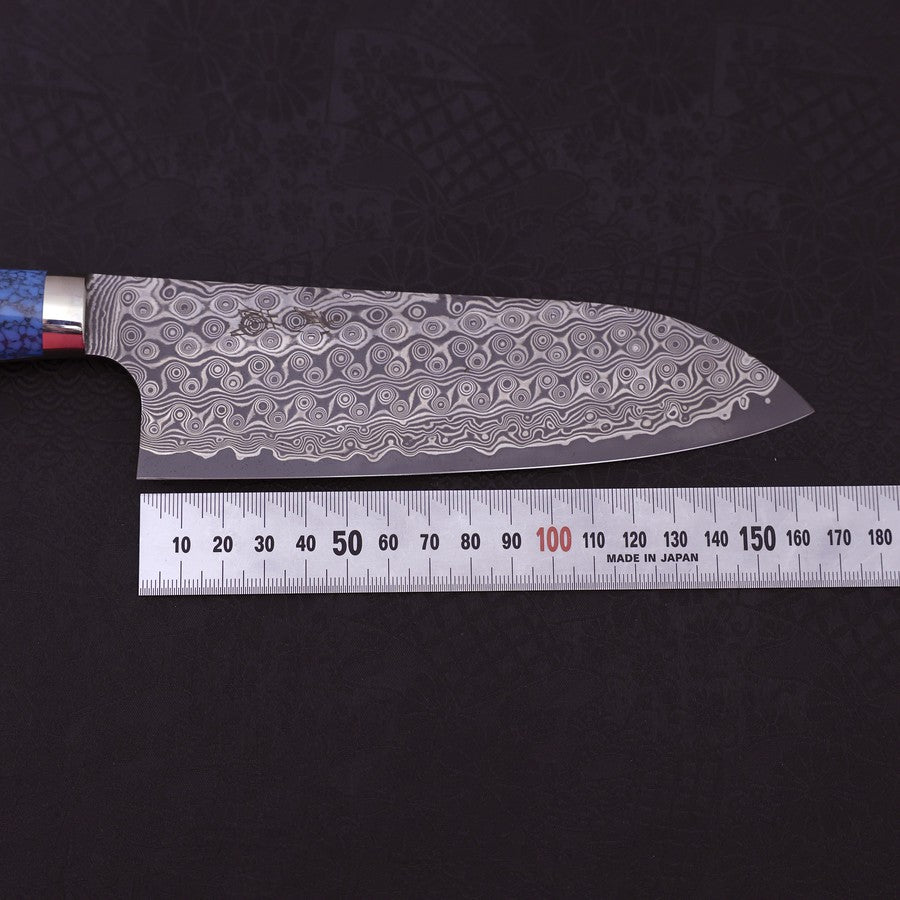Premium Santoku SG2 Damascus Steel Knife with Turquoise Blue Handle - 170mm Japanese Chef Knife for Slicing, Dicing, and Chopping Vegetables, Meat, and Fish - Perfect for Home Cooks and Professional Chefs
