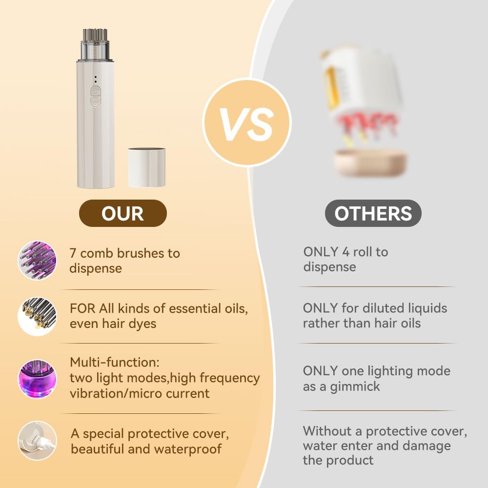 Electric Hair Oil Applicator & Scalp Massager 2-in-1 - Automatic Essential Oil Dispensing Brush for Hair Growth & Scalp Care - Handheld Hair Serum Applicator with Massage Comb - Perfect for Home Hair Treatments & Salon Use