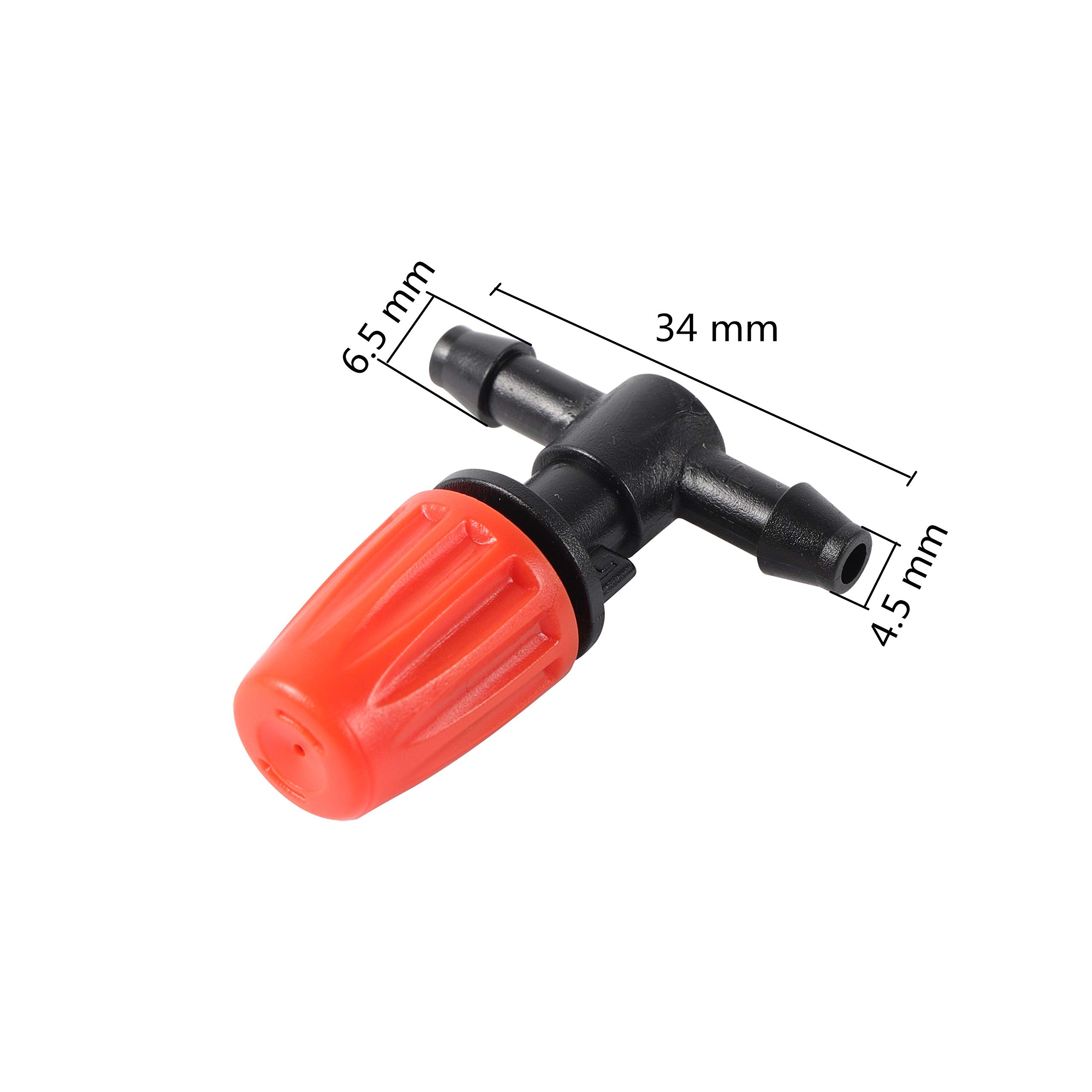 Adjustable Drip Irrigation Nozzle with Tee Joint - 5PCS Garden Watering Misting Sprinkler for 4/7mm Hose - Perfect for Greenhouse, Lawn Cooling & Plant Hydration