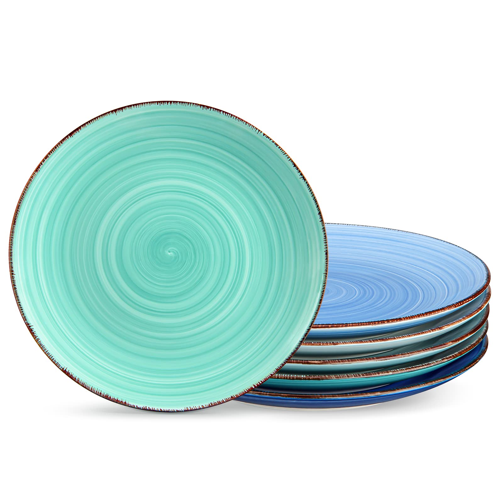 Vancasso Bonita 10.5 Inch Ceramic Dinner Plate Set of 6 - Colorful Salad Plates, Microwave & Dishwasher Safe, Assorted Colors - Perfect for Family Dinners, Parties & Restaurant Use