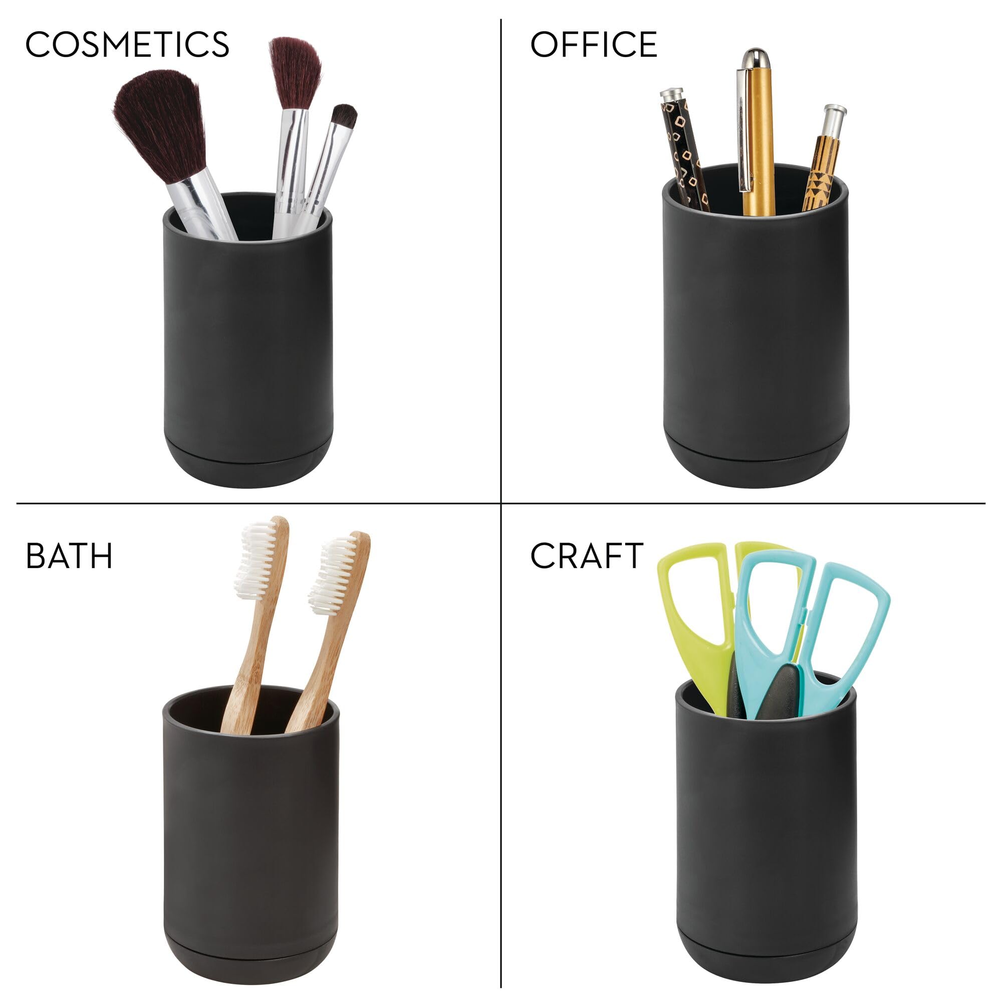 iDesign Toothbrush Holder for Normal Toothbrushes, Electric Spin Brushes & Toothpaste - Cade Collection (3