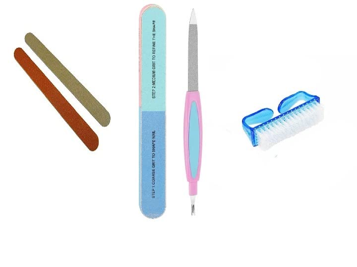 AJORA 4-Piece Nail Art Comb Set - Wooden Nail Filer, Nail Buffer, Nail File & Dusting Brush for Professional Manicure & Pedicure | Perfect for Home Salon, DIY Nail Care & Beauty Professionals