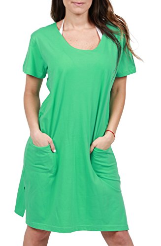 INGEAR Women's Summer Beach Dress - Short Sleeve Cotton Shift Dress for Vacation, Swim Cover Up, Casual Outfit for Pool, Travel, and Outdoor Activities