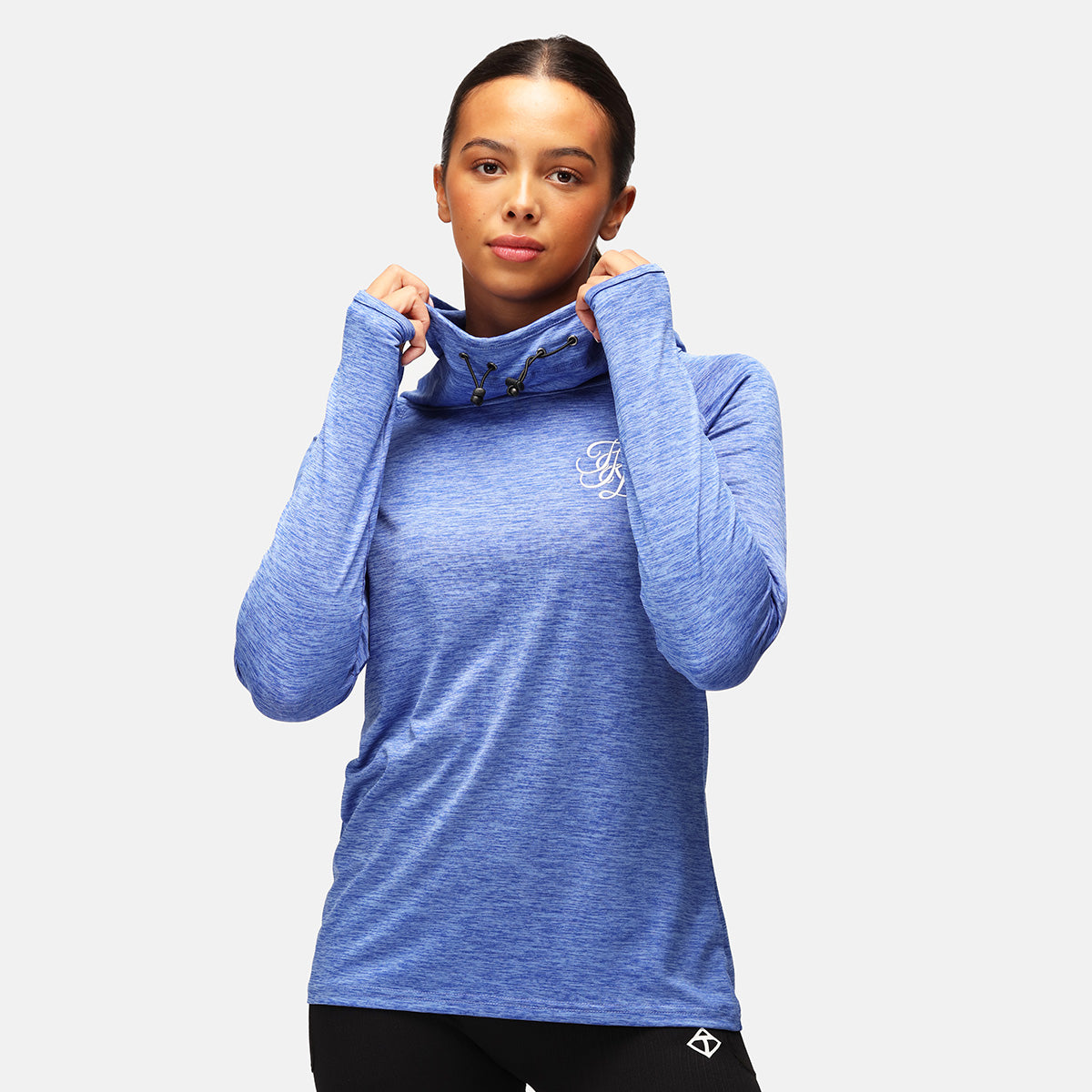 TKB Women's Sky Blue Cowl Neck Hoodie - Soft Fleece Pullover Sweatshirt for Casual Wear & Winter Outfits | Cozy Lounge & Street Style Fashion