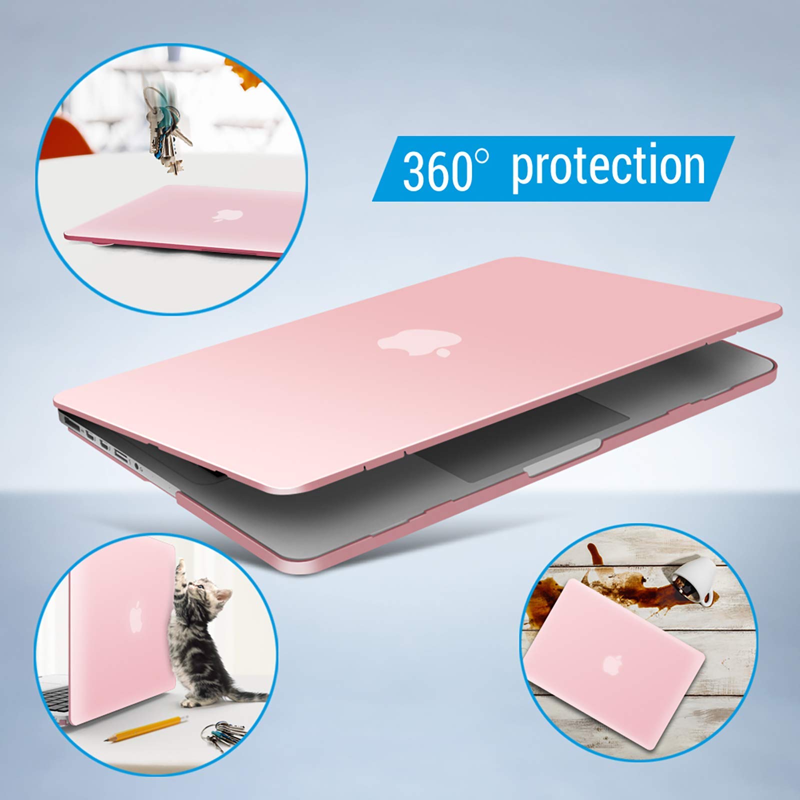 IBENZER Hard Shell Case Compatible with MacBook Pro 13 Inch 2012-2015 (A1502 A1425) - Keyboard Cover for Old Version Apple Mac Pro Retina 13 - Rose Quartz (R1301RQ+1) - Protective Cover for Work, Travel & School Use