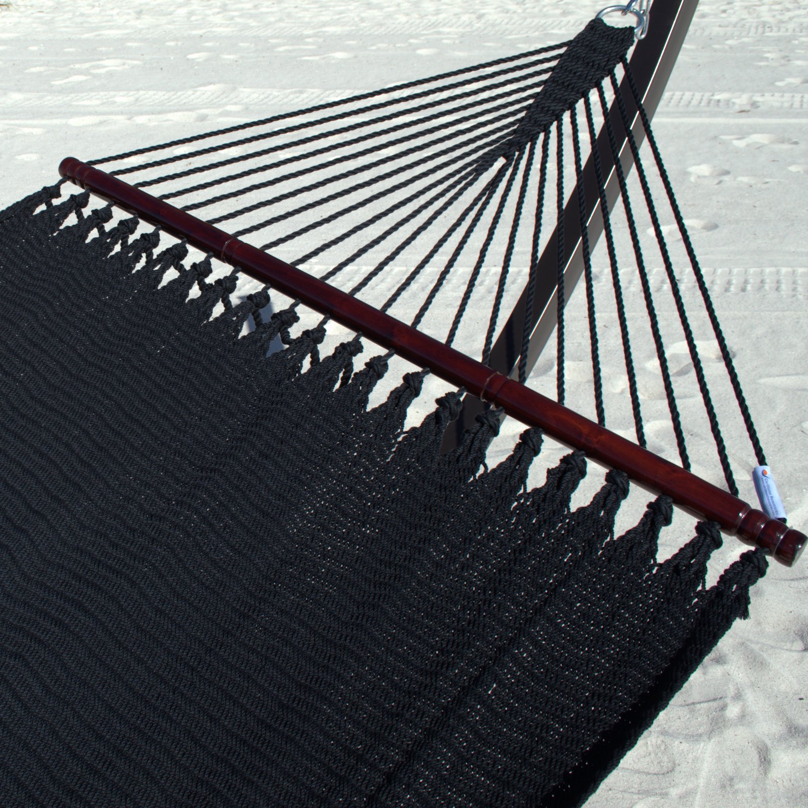 Premium Double Caribbean Hammock - Extra Wide 48 Inch Outdoor Hammock - Soft-Spun Polyester for Maximum Comfort - Perfect for Backyard, Beach & Camping (Black)