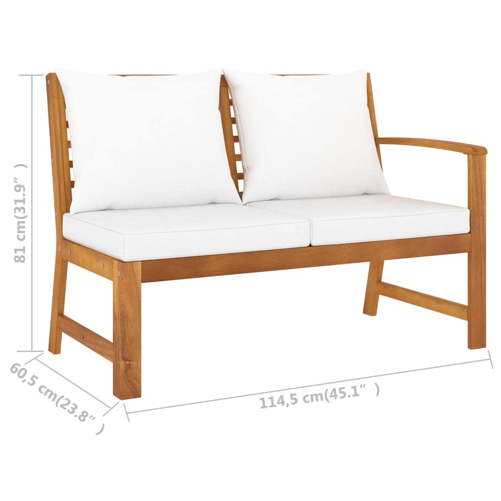 vidaXL 6-Piece Patio Lounge Set - Outdoor Sectional Sofa with Cushions, Modern Cream Acacia Wood Furniture for Backyard, Garden & Poolside Relaxation