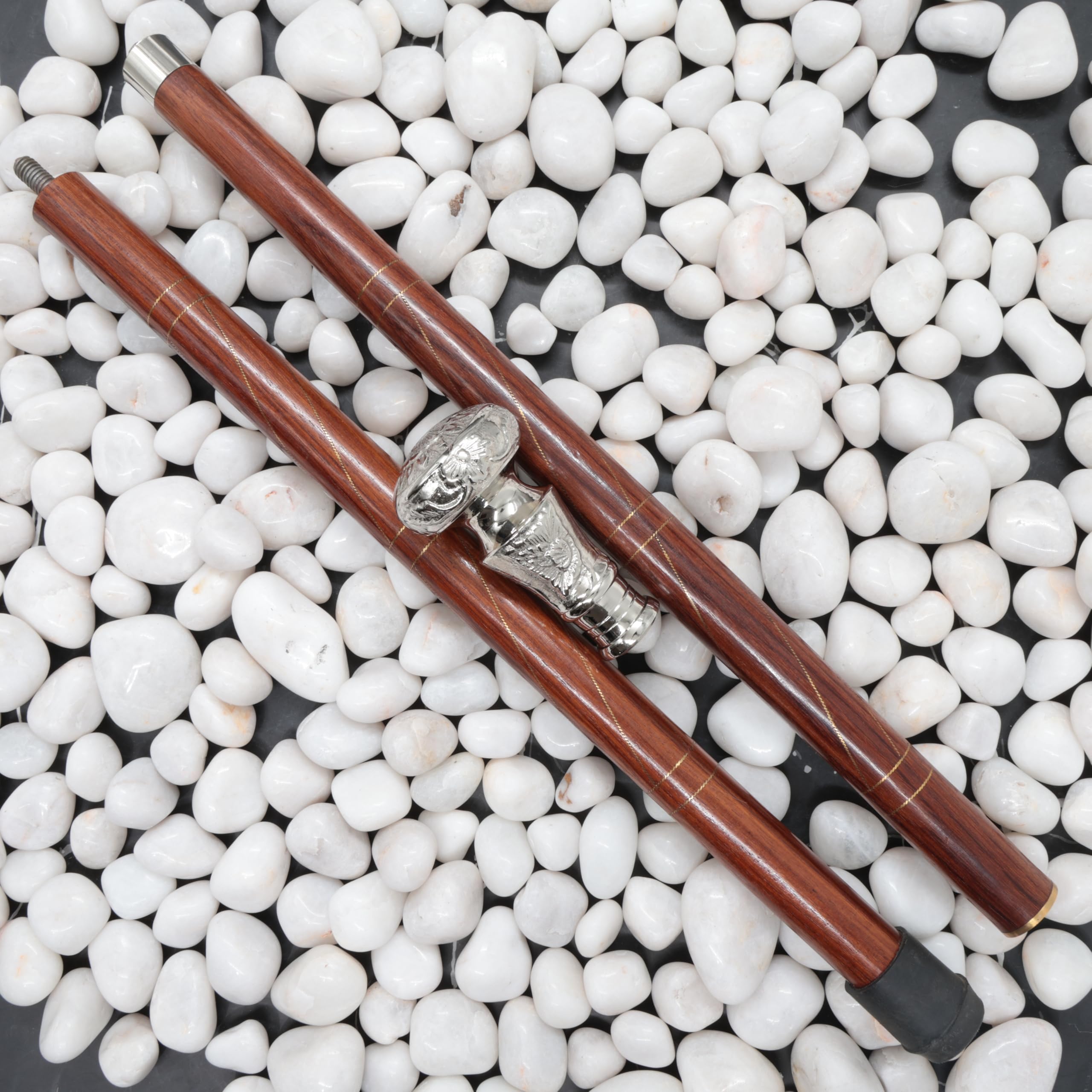 Premium Aluminum & Brass Rosewood Walking Cane - Elegant Full-Size Walking Stick for Men & Women - Perfect for Hiking, Fashion Accessory & Elderly Support