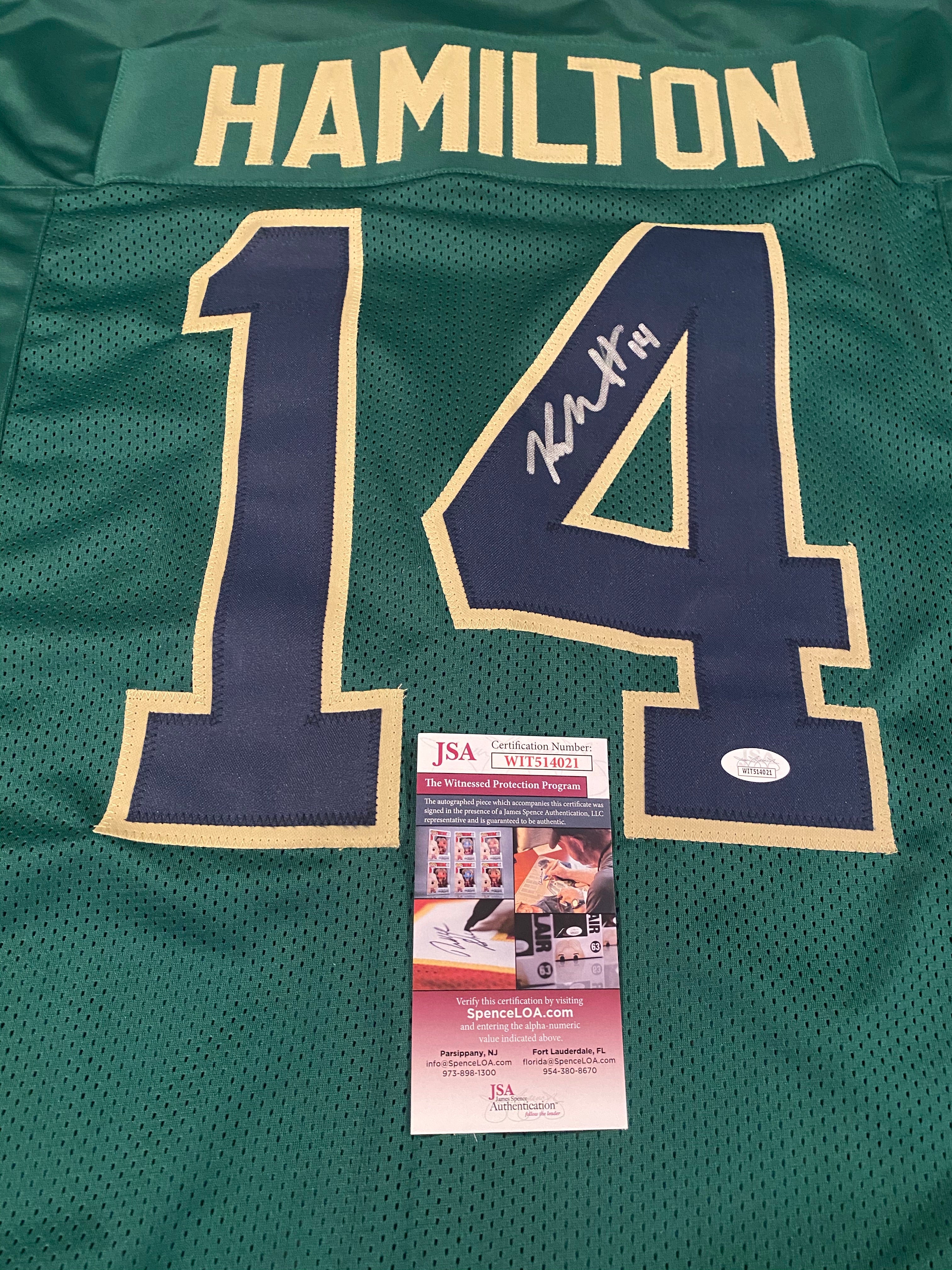 Kyle Hamilton Autographed Notre Dame Fighting Irish Green Football Jersey - Authentic Signed Collectible for Fans & Memorabilia Enthusiasts - Perfect for Display, Gifting, and Game Day Spirit