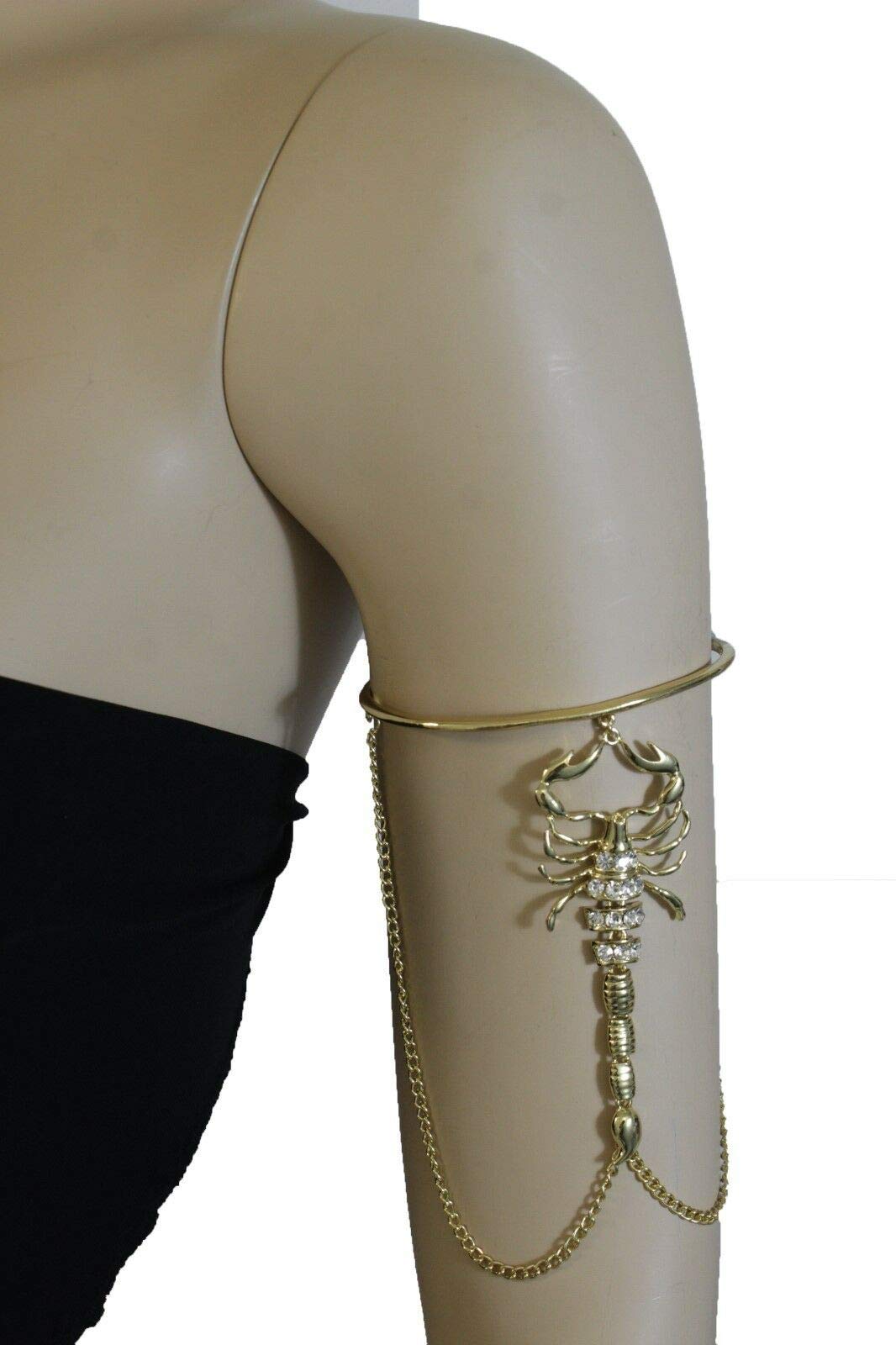 Stylish Women's Gold and Silver Scorpion Arm Cuff Bracelet - Elegant High Upper Arm Jewelry for Parties, Festivals, and Nightlife (DS-268)