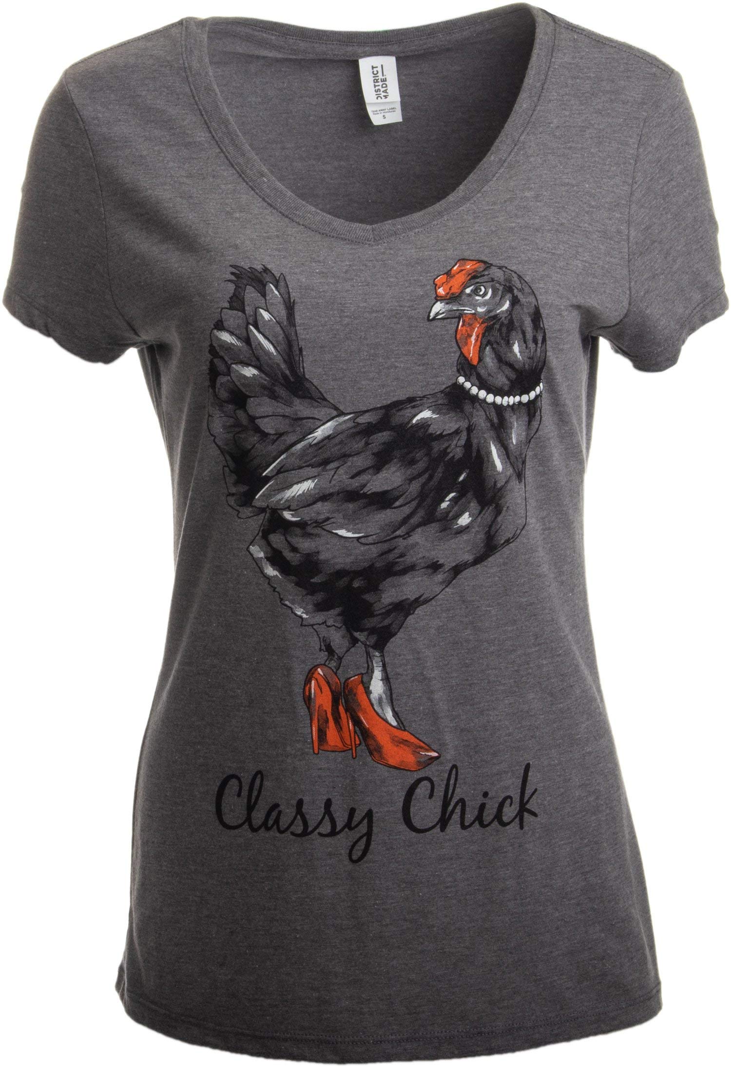 Funny Chicken Hen Humor V-Neck T-Shirt for Women | Cute Animal Graphic Tee | Perfect for Casual Wear, Chicken Lovers & Humor Apparel Gifts