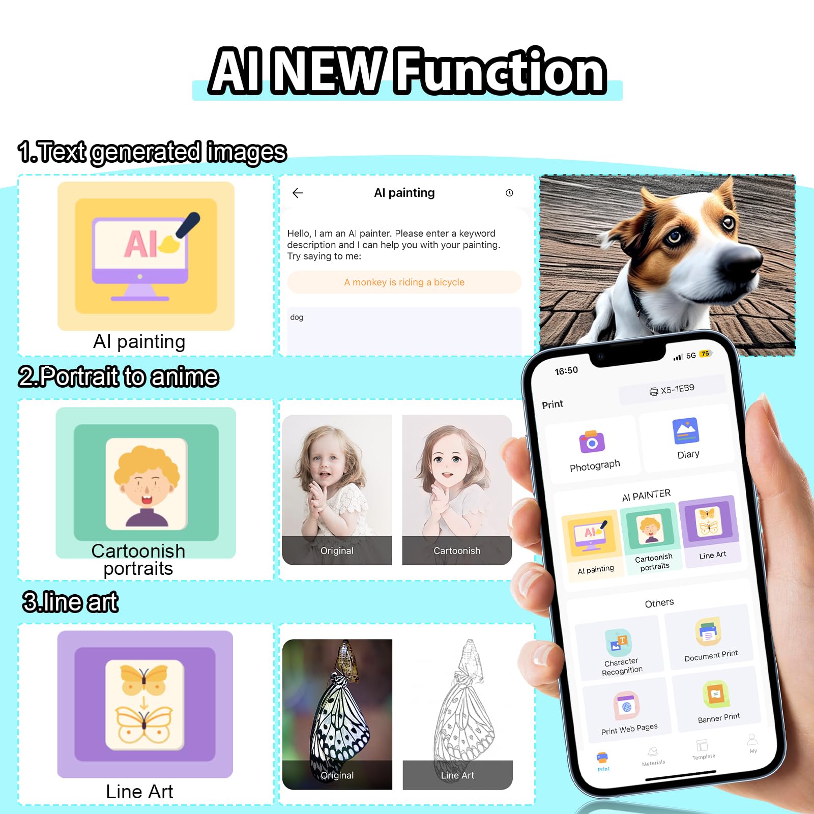 HuiJuKeJi Mini Sticker Printer - Portable Bluetooth Thermal Printer for iOS & Android with 11 Rolls Inkless Paper - Print Photos, Receipts, Journals, Notes & Memos - Perfect for DIY Crafts, Scrapbooking & Home Organization (Green)
