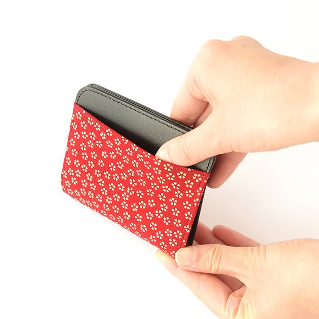 Premium Japanese Deerskin Leather Fold Wallet with Urushi Lacquer - Cherry Blossom Red - Handmade in Japan - Elegant Gift for Men & Women - Perfect for Business, Travel and Everyday Use