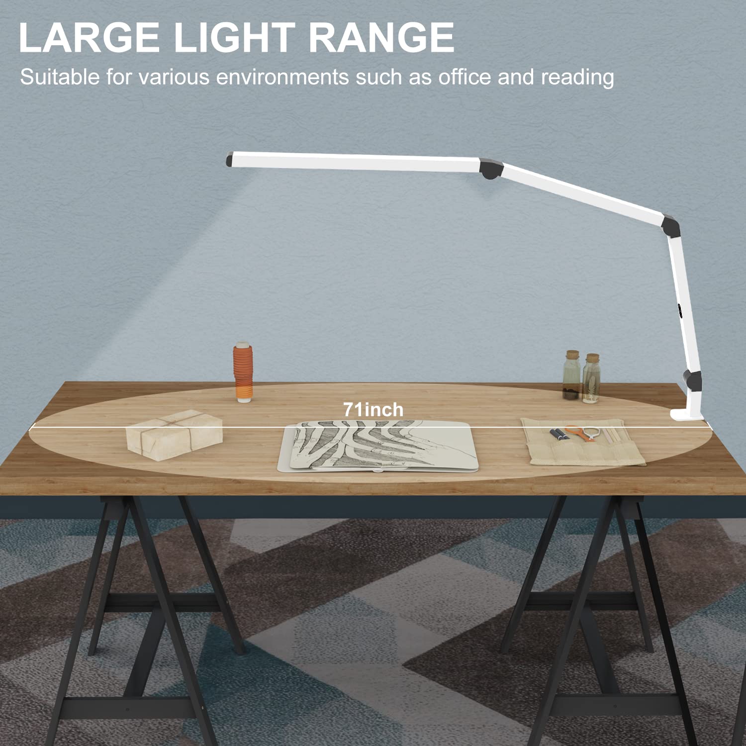 Adjustable LED Desk Lamp with Clamp - 4 Color Temperatures & 5 Brightness Levels, Eye-Caring Swing Arm Task Light for Home Office, Crafting, Sewing | Perfect for Reading, Studying & Night Work