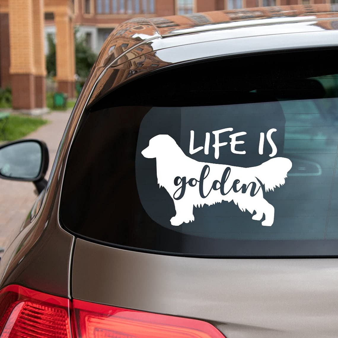 Life is Golden Vinyl Sticker Decal - 12-inch White Waterproof Car Bumper, Window, Laptop, Tablet & Phone Decal - Perfect for Personalizing Vehicles, Electronics & Home Decor
