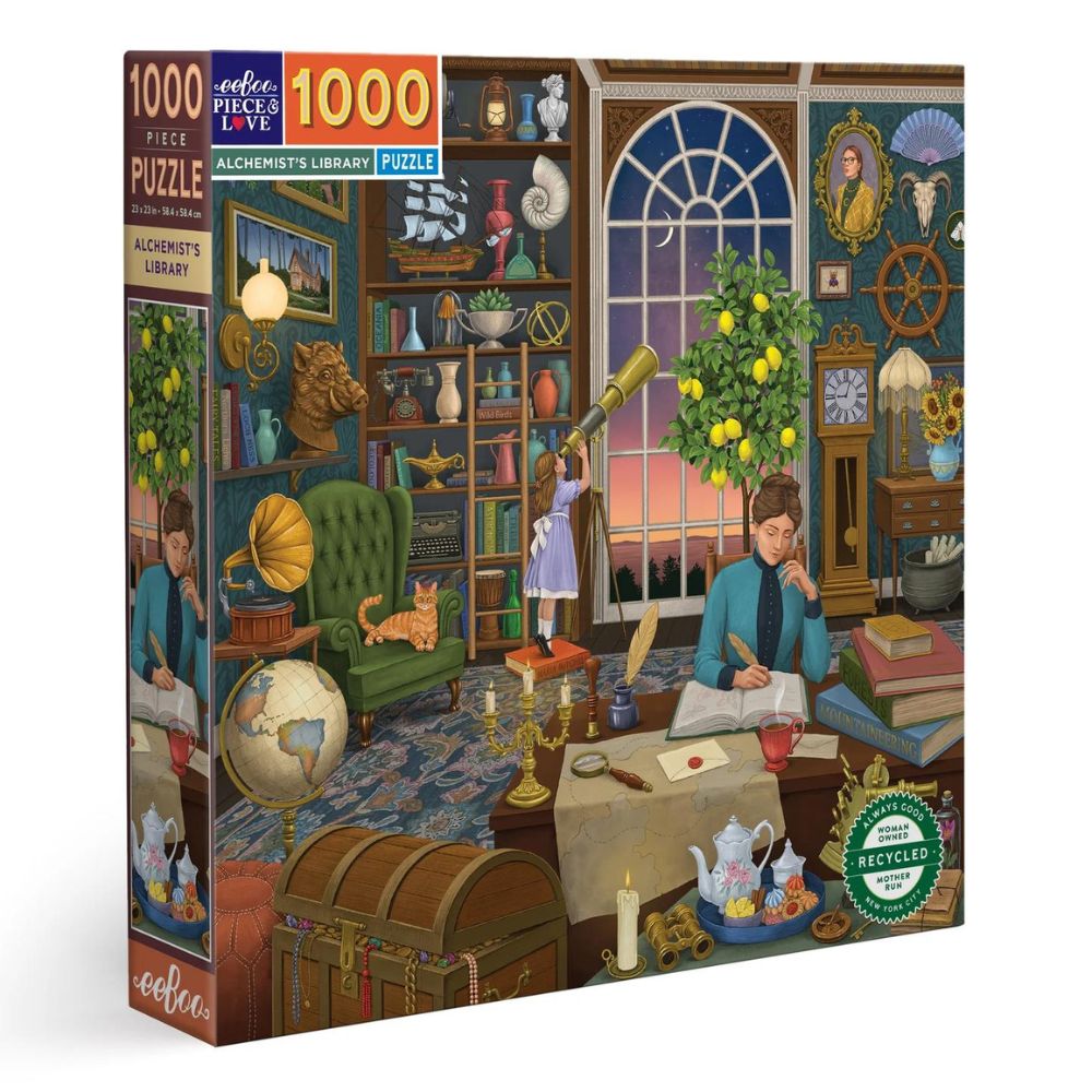 1000 Piece Jigsaw Puzzle - Alchemist's Library Fantasy Book Scene - Challenging Adult Puzzle for Relaxation & Home Decor