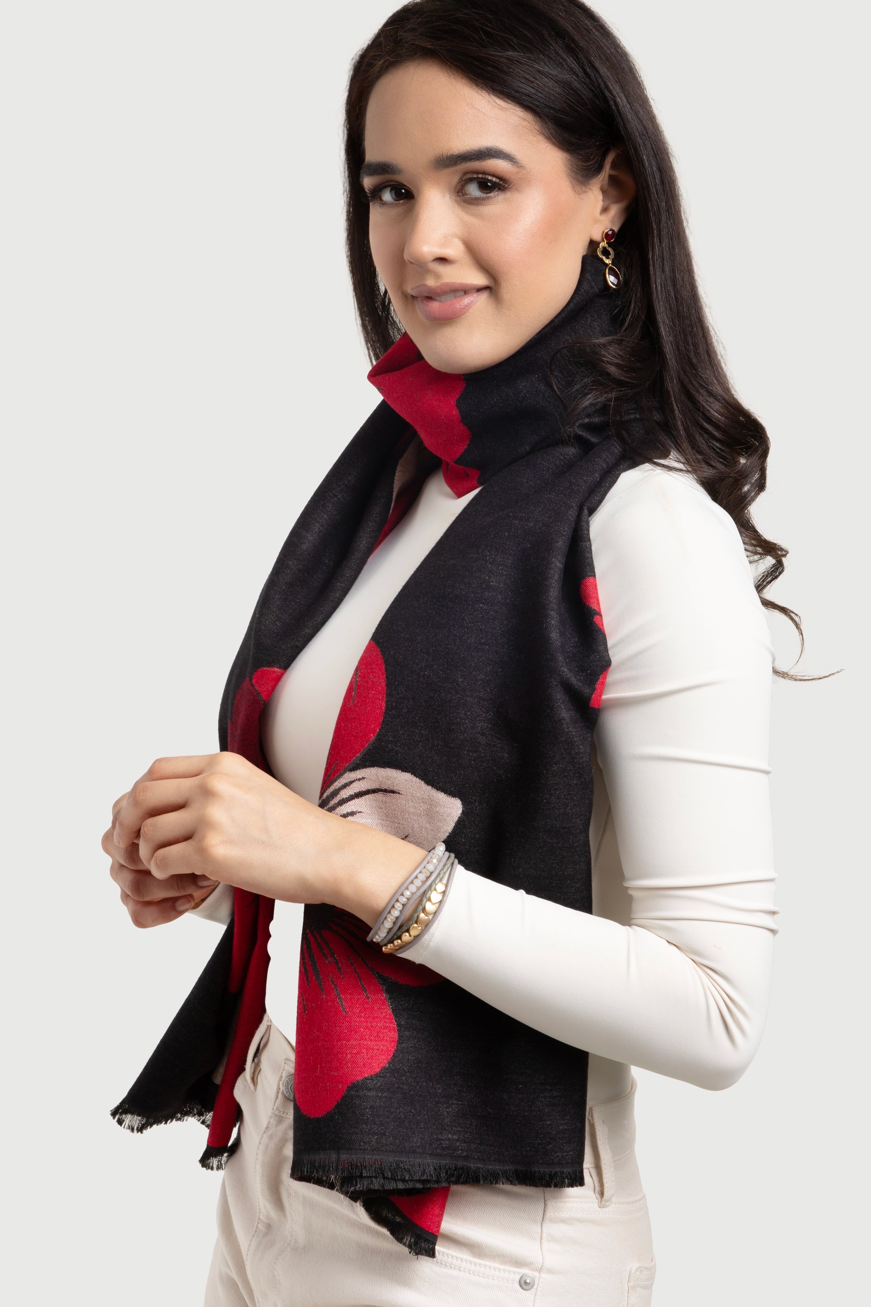 Fresh Floral Reversible Scarf - Lightweight Fashion Accessory for Women - Perfect for Spring Outfits, Office Wear & Special Occasions