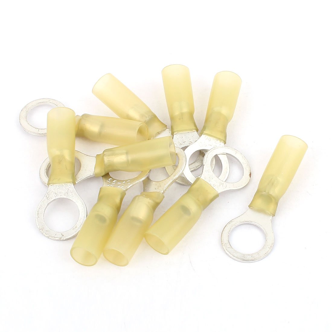 uxcell RV5.5-10 Heat Shrink Electrical Connectors - 10 Piece Yellow Wire Terminals for AWG 12-10 - Waterproof Solder Butt Connectors for Automotive, Marine & DIY Electrical Repairs