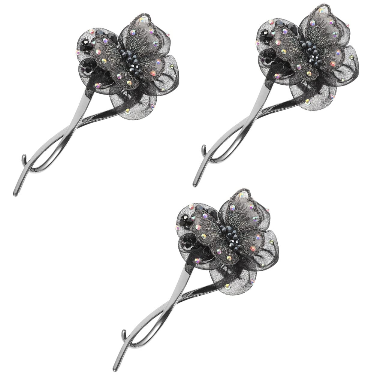 Lurrose 3-Piece Girls Hair Clips Set - Tiara Headband, Floral Hair Barrettes & Jaw Clamps for Women & Teens | Perfect for Thick Hair, Weddings, Parties & Daily Styling