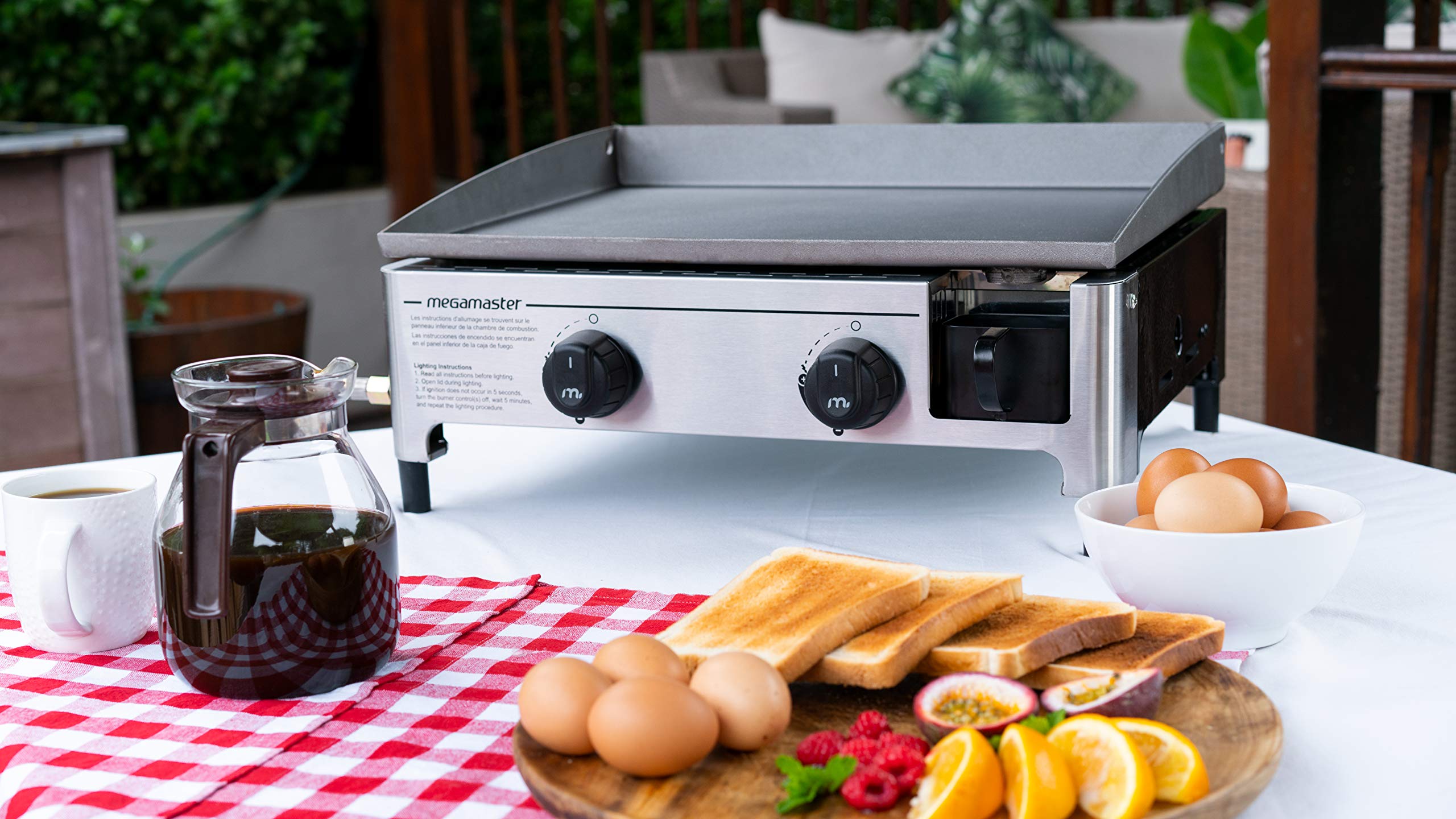 Megamaster 2-Burner Portable Gas Griddle - 18,000 BTU Outdoor Cooking Griddle with 302.8 SQ in Surface - Compact Tabletop Propane Griddle for Camping, BBQs, Tailgating & Backyard Parties (Model 820-0054F) | Perfect for RV Trips, Picnics & Outdoor Family Gatherings