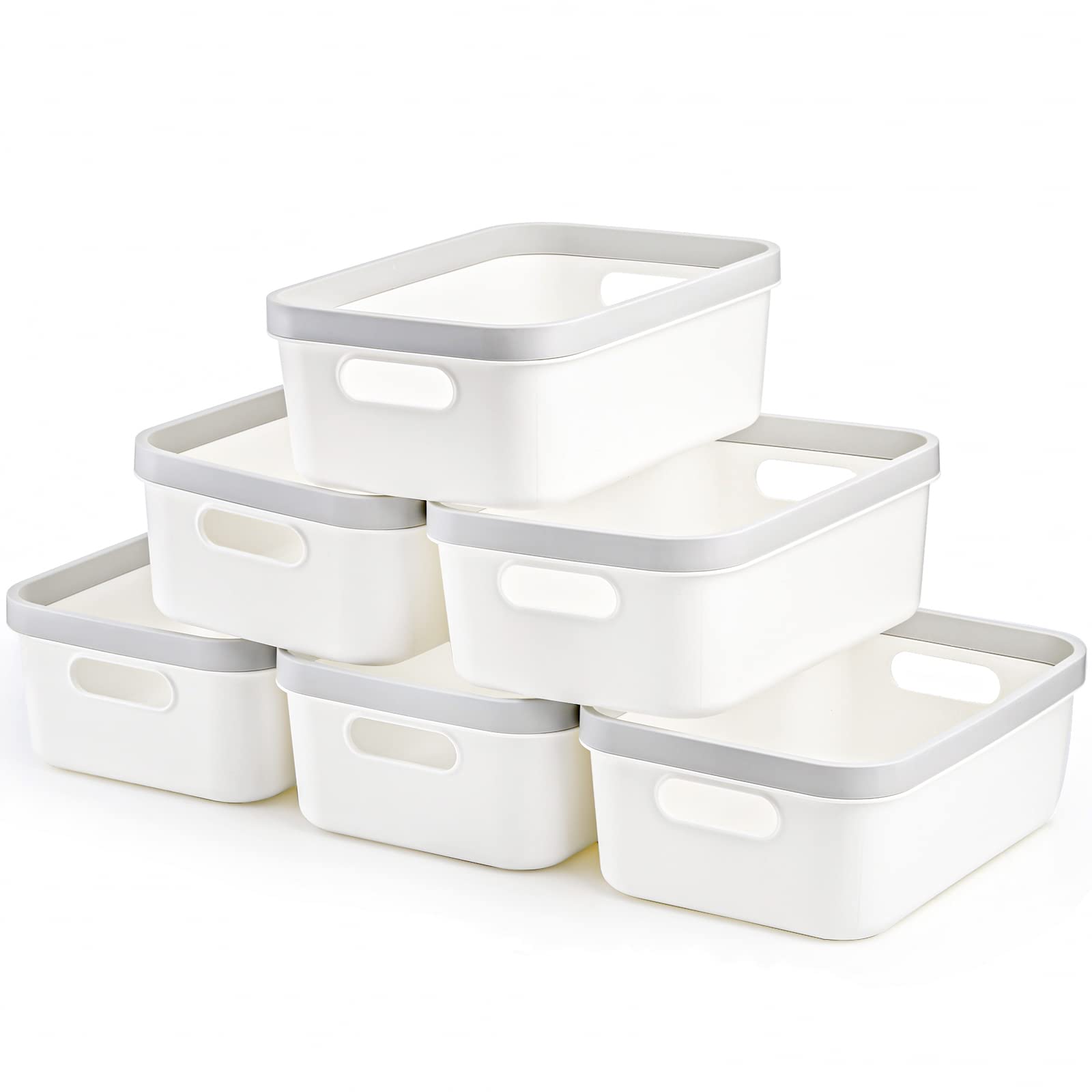 Elsjoy 6-Pack Plastic Storage Bins with Handles - 10