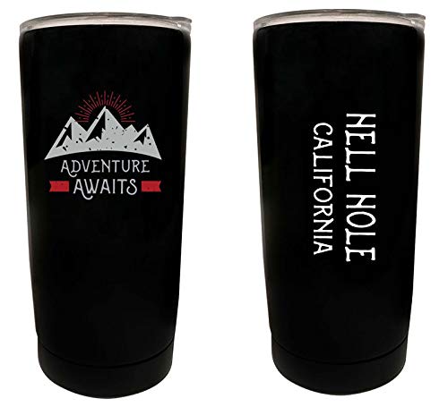 R&R Imports Hell Hole California 16oz Stainless Steel Insulated Tumbler with Adventure Awaits Design - Double Wall Vacuum Insulated Travel Mug for Coffee, Tea & Cold Drinks - Perfect for Camping, Hiking & Road Trips