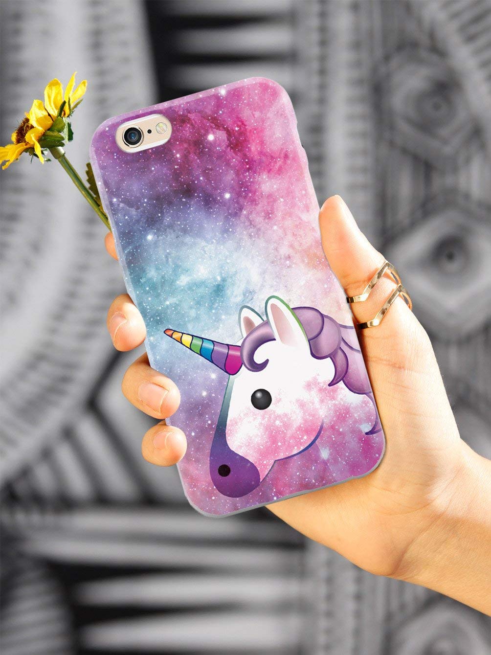 Inspired Cases - Shockproof iPhone 8 Case with 3D Textured Design - Space Unicorn Emoji Protective Cover - Perfect for Everyday Use, Travel & Gift Giving
