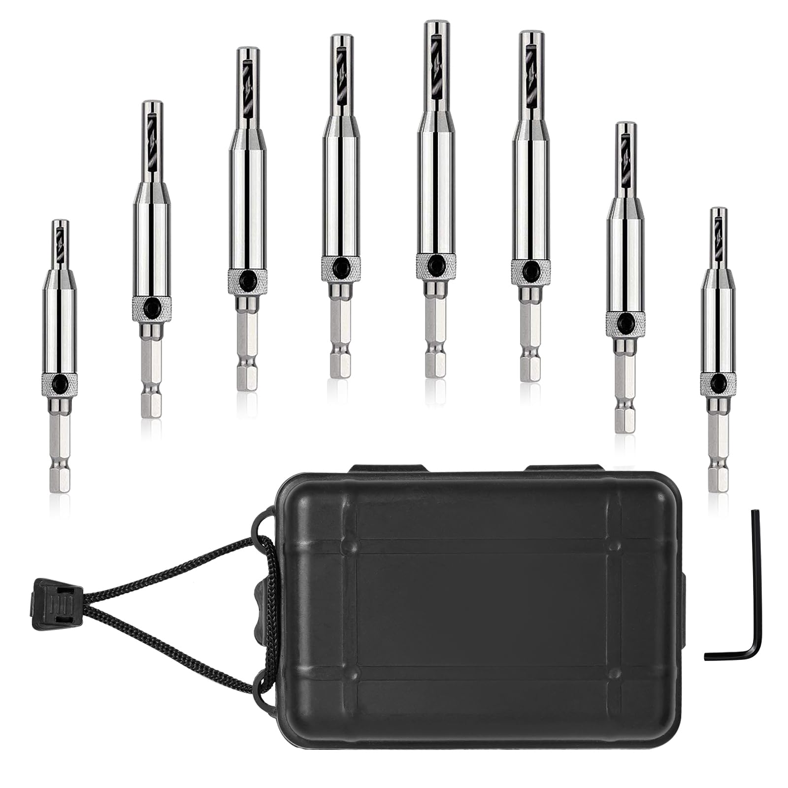 Self Centering Drill Bit Set for Hinges - 10PC VIX Bits for Woodworking, Doors, Windows & Cabinets - Perfect for Precise Hinge Installation & DIY Projects
