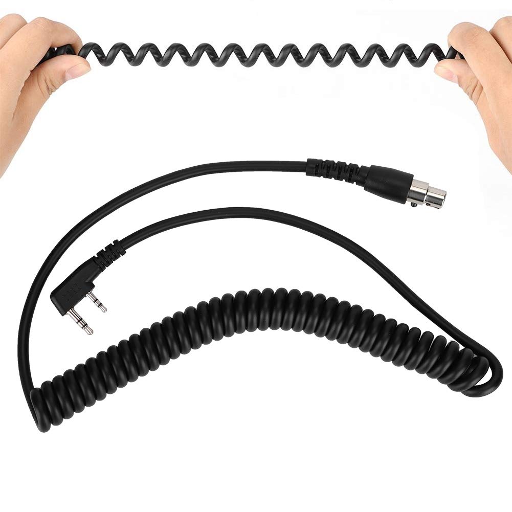 ASHATA 2-Pin to 5-Pin Coil Cord Cable for Kenwood HYT Baofeng Relm Two Way Radios - Durable Coiled Headset Mic Cable for Walkie Talkies - Perfect for Construction, Security, and Outdoor Adventures