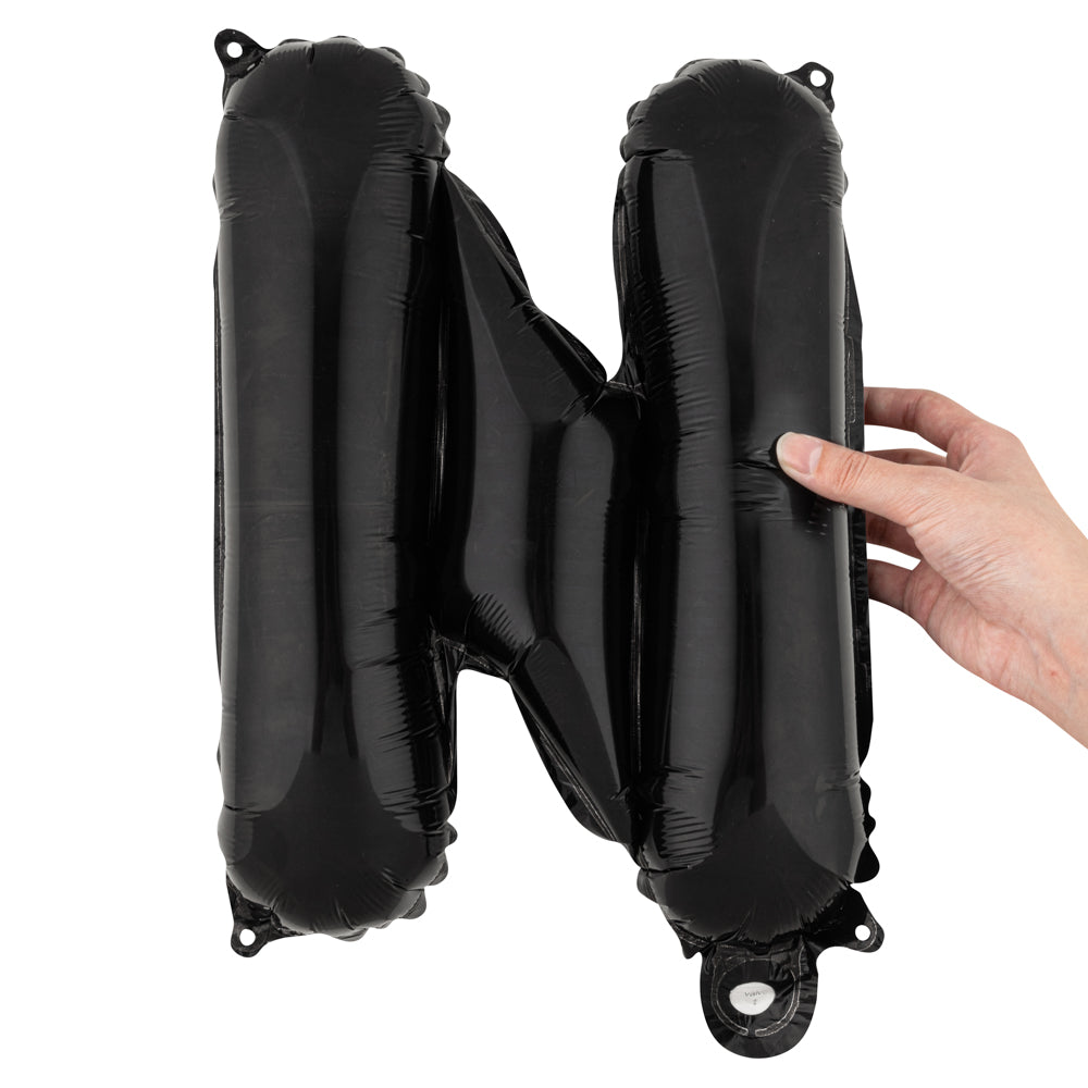 Black Mylar Letter N Balloon - 16 Inch Large Foil Balloon for Birthday Party Decorations, Baby Showers & Graduation Celebrations (1 Count)