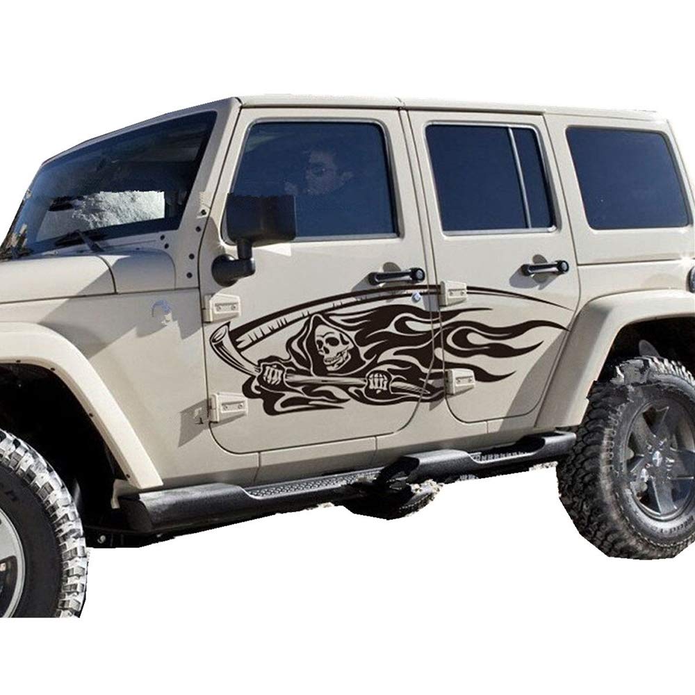 Grim Reaper Car Decal Stickers - 1 Set Premium Vinyl Decals for Car Body & Windows - Universal Fit for All Vehicles - Black Horror-Themed Decoration - Perfect for Halloween, Car Shows & Themed Events