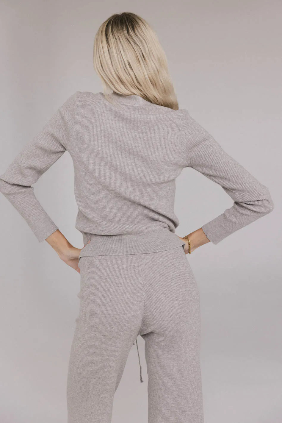 Evelise Ribbed Cardigan Women's Grey Knit Sweater - Cozy Fall & Winter Layering Piece for Office, Date Night & Casual Outfits