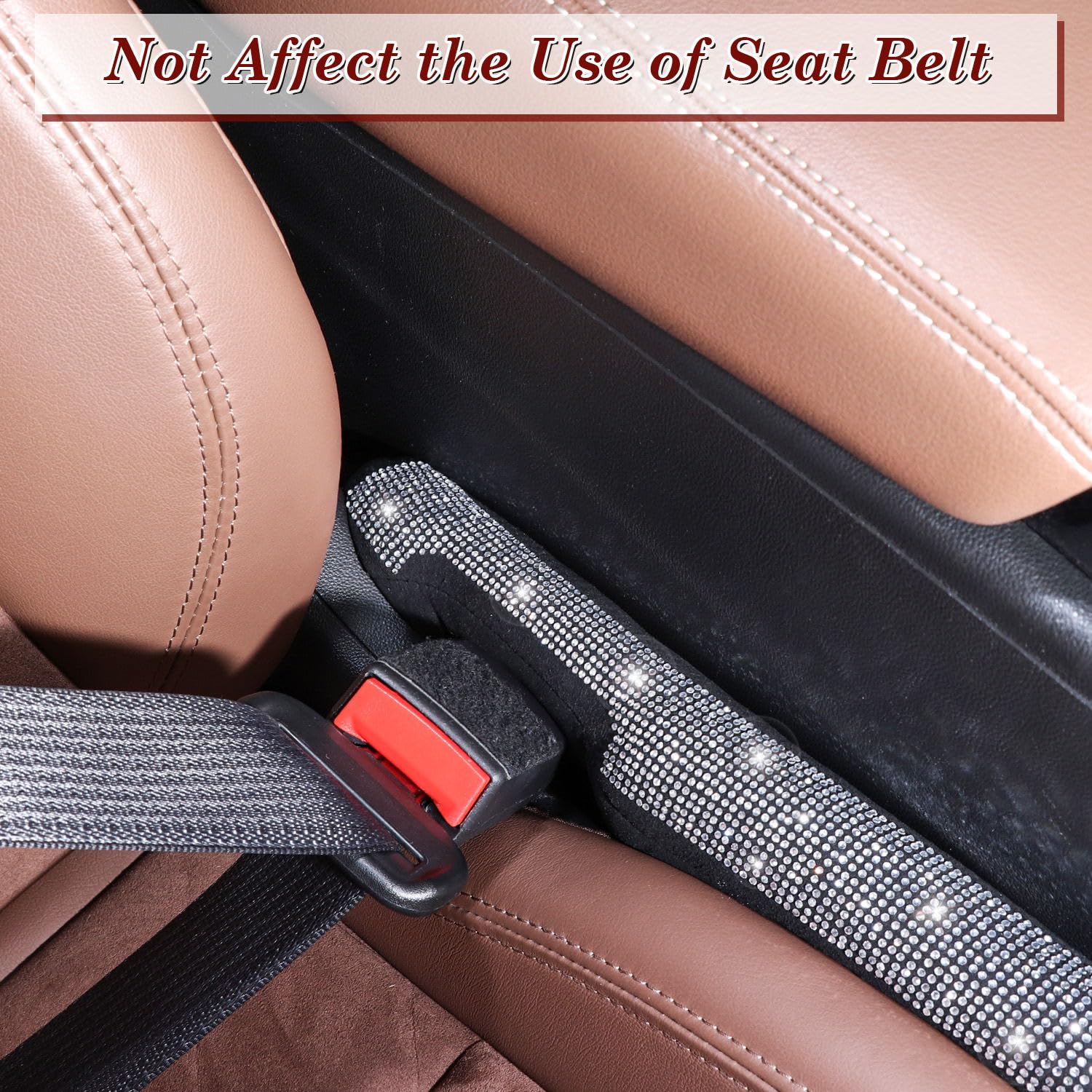 Universal Bling Car Seat Gap Filler - Set of 2 Handmade Crystal Rhinestone Gap Blockers for Car, SUV & Truck | Women's Luxury Car Accessories in Silver | Perfect for Preventing Lost Items & Enhancing Vehicle Interior