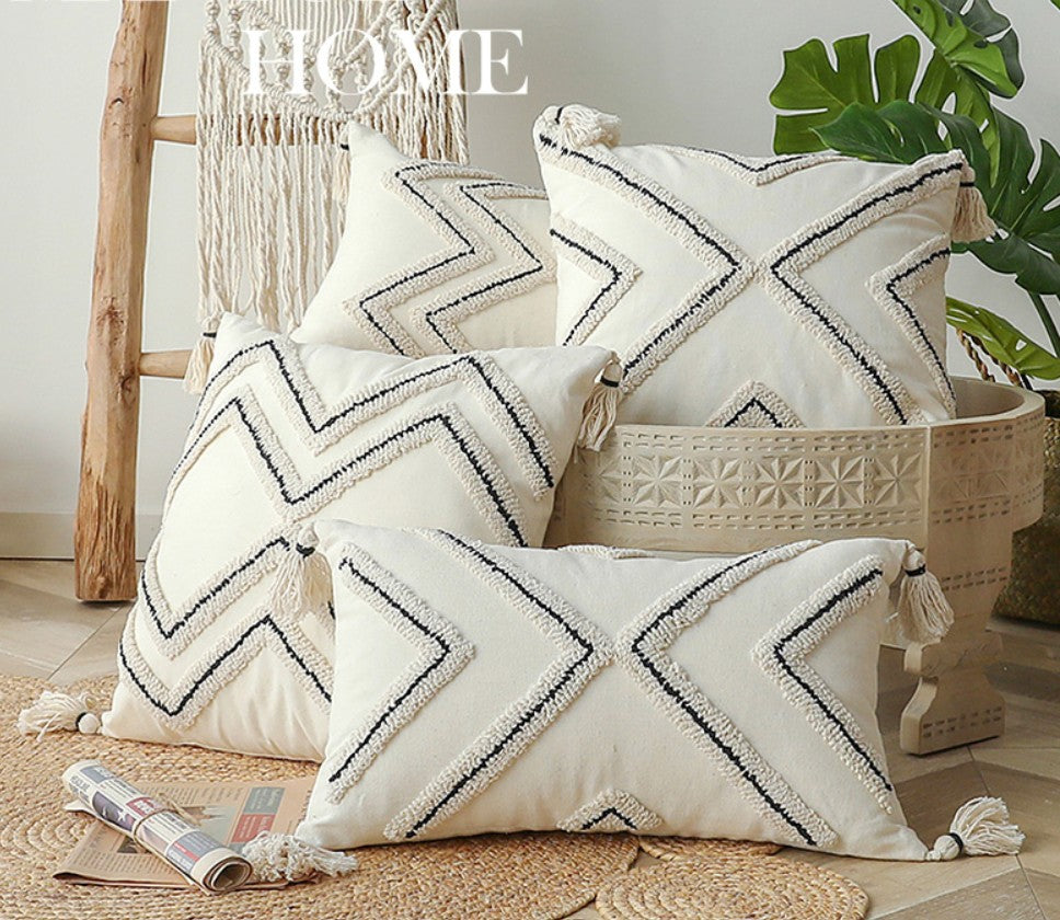 Modern Geometric Beige Square Throw Pillows - Decorative Couch Pillows for Living Room, Sofa & Interior Design - Perfect for Home Decor, Cozy Accents & Stylish Comfort