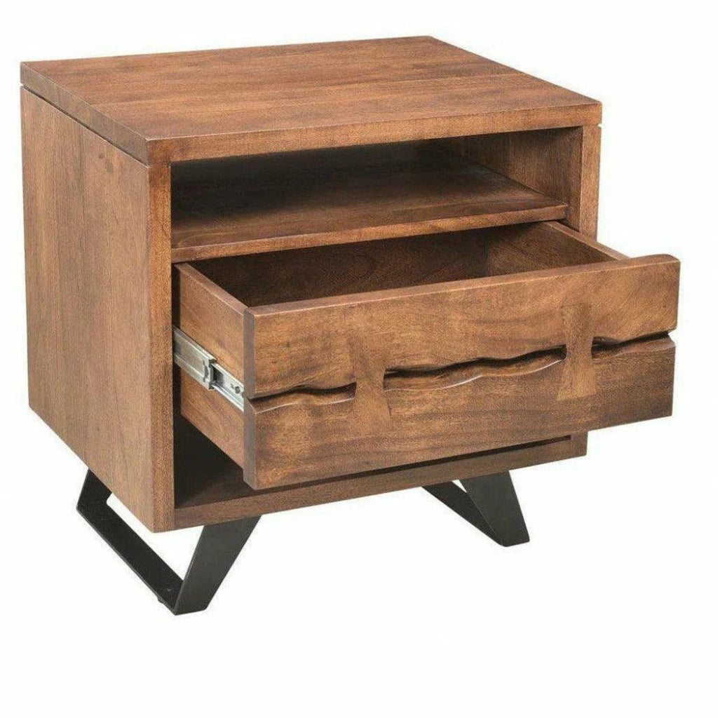 21.5 Inch Industrial Brown Nightstand - Rustic Bedside Table for Bedroom, Living Room & Office