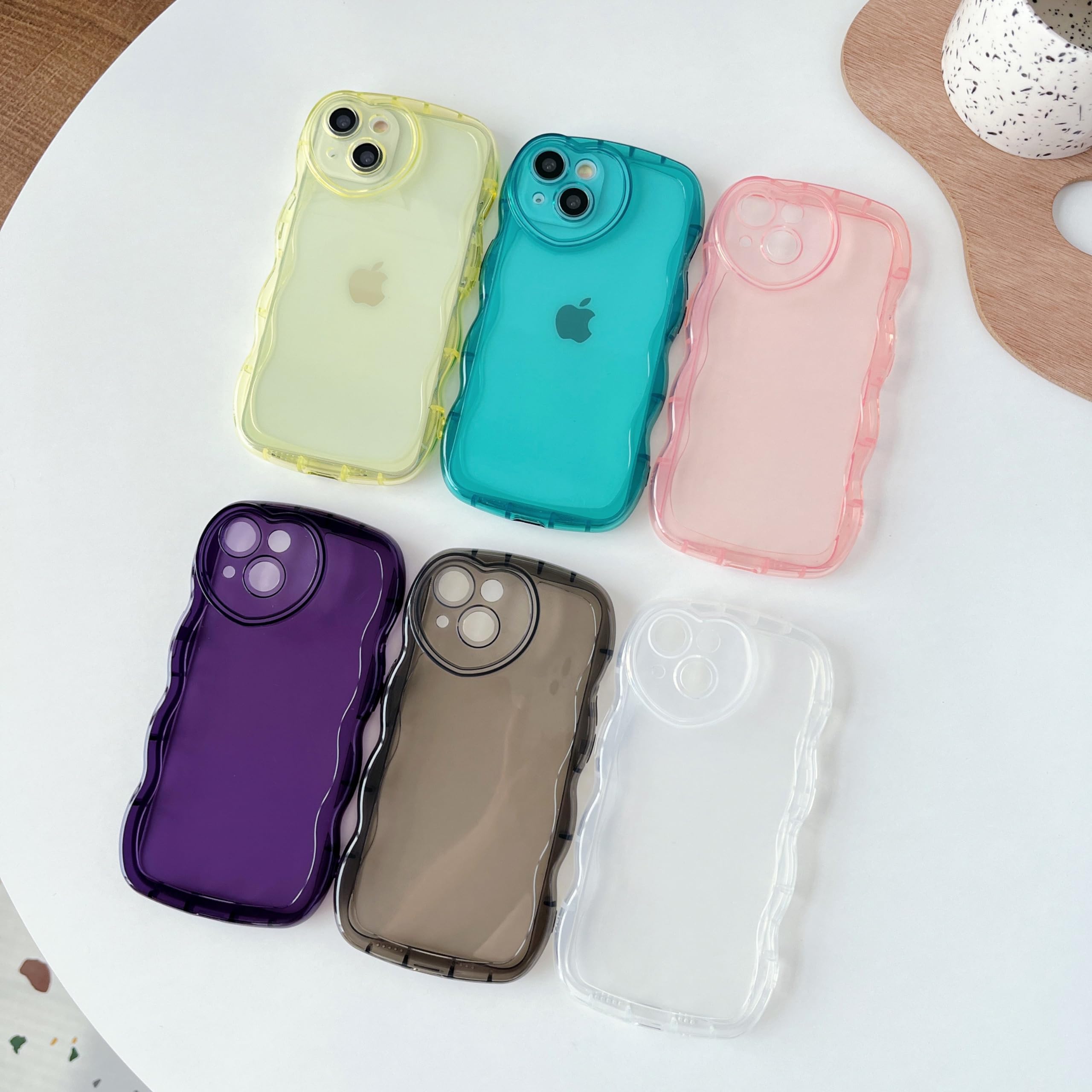 Caseative iPhone 13 Pro Max Case - Blue Curly Wave Heart Design with Camera Protection | Clear Soft Silicone Shock-Absorbent Cover | Drop-Proof & Scratch-Resistant | Perfect for Daily Use, Travel & Outdoor Activities