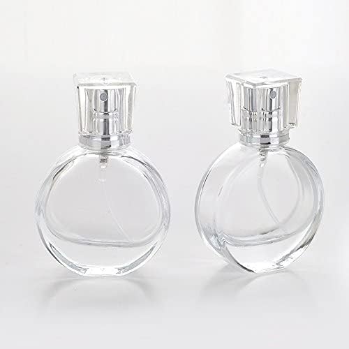 2-Pack 25ml Clear Glass Perfume Decant Bottles with Metal Pump - Refillable Travel Spray Bottles for DIY Perfume, Essential Oils, Rose Water - Perfect for Home, Office & Travel Use