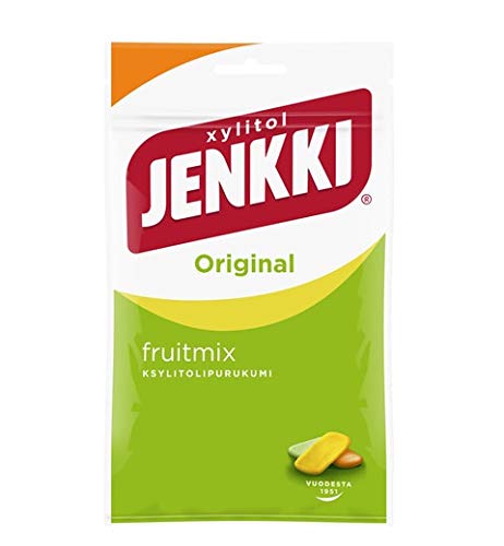 Cloetta Jenkki Xylitol Sugar-Free Fruit Mix Chewing Gum - 16 Pack (100g Each) | Fresh Breath, Healthy Teeth | Perfect for Office, Travel & After Meals