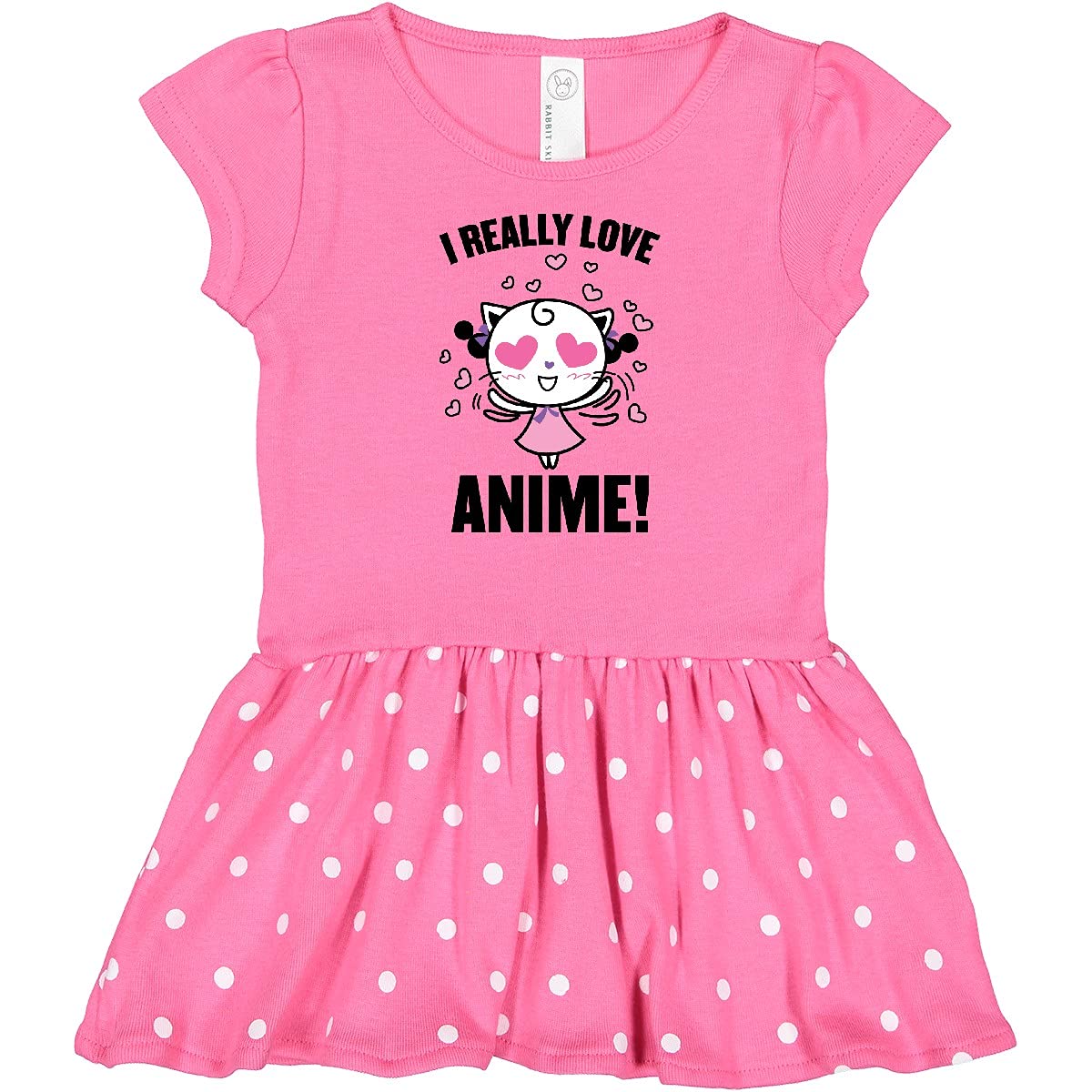 Inktastic I Really Love Anime with Cute Cat & Hearts Baby Dress - Perfect for Anime Fans & Kawaii Fashion Lovers