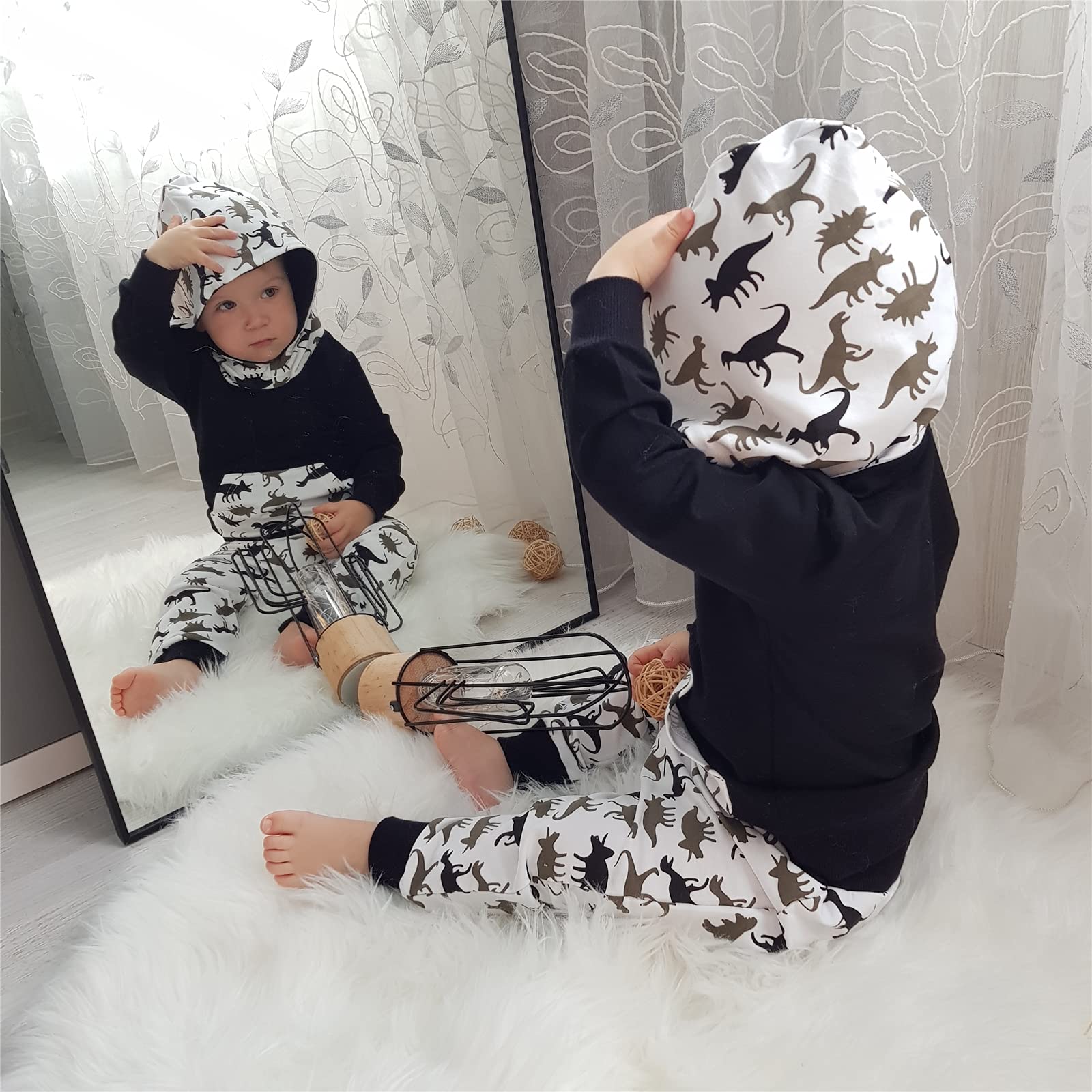 Adorable Animal Print Baby Boy Clothes Set - Soft Long Sleeve Hoodie & Pants Outfit for Toddlers & Infants | Perfect for Playdates, Family Photos & Everyday Comfort
